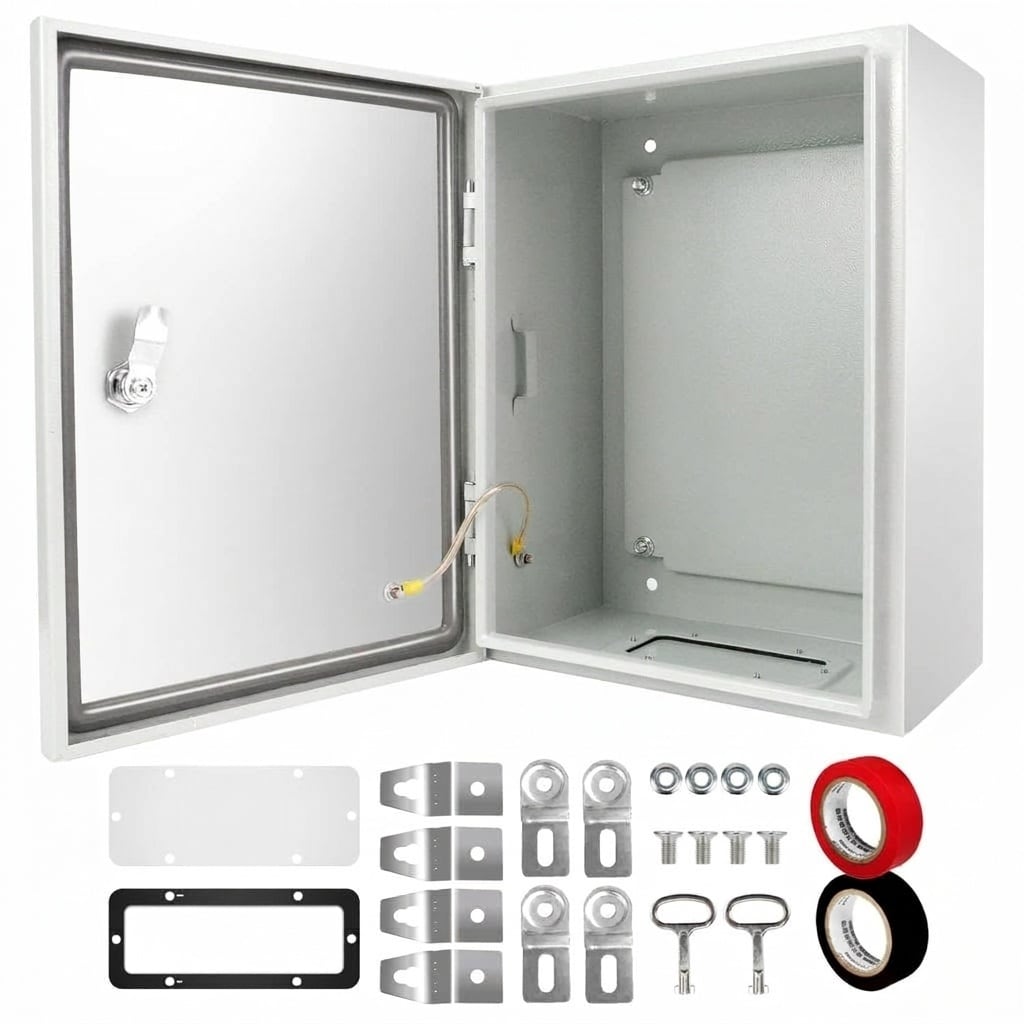 Anqtovp  Outdoor Electrical Junction Box 20 x 16 x 8 Inch NEMA 4X IP66 Waterproof Dustproof Lockable Metal Enclosure 1 Piece