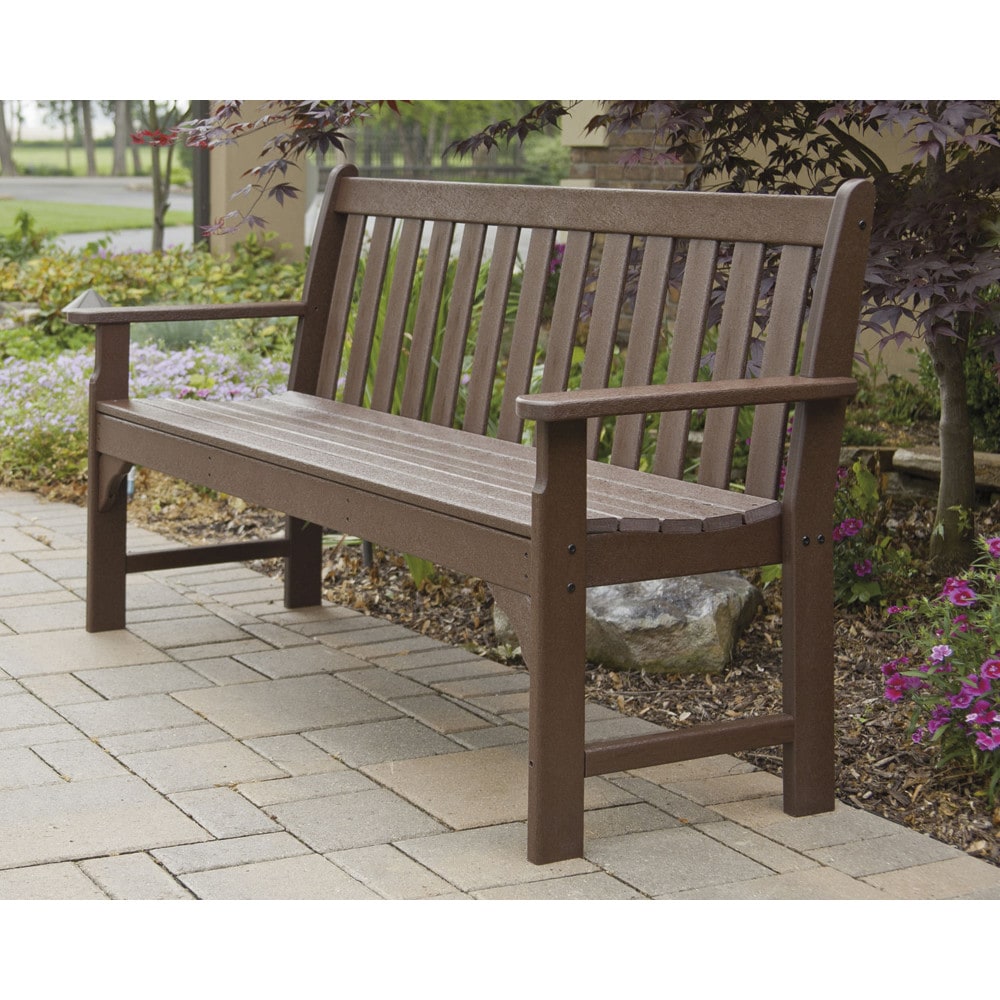 POLYWOOD GNB60MA Vineyard 60.5-in W x 35.25-in H Mahogany Plastic Garden Bench