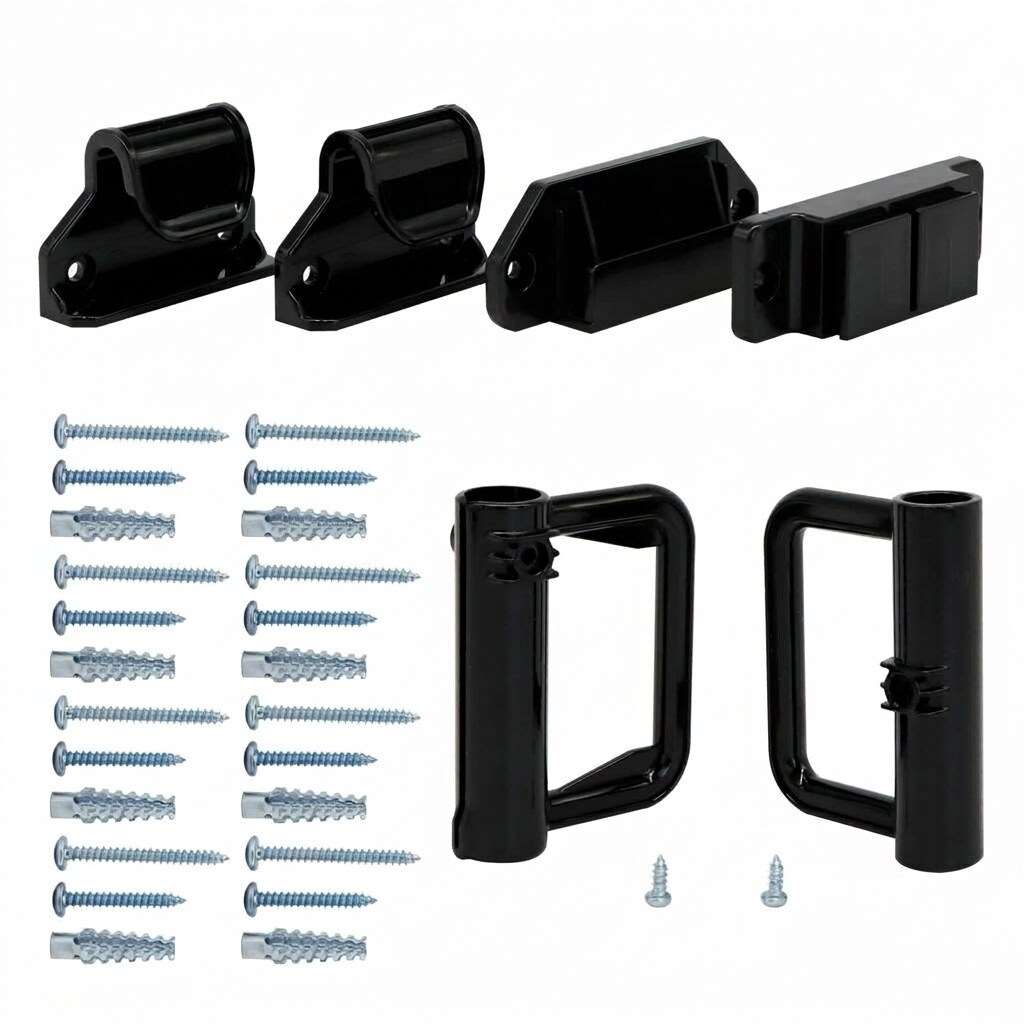 Etokfoks  Retractable Mesh Baby Gate Replacement Parts Kit Black 1 Set Includes Mounting Brackets Latches Screws