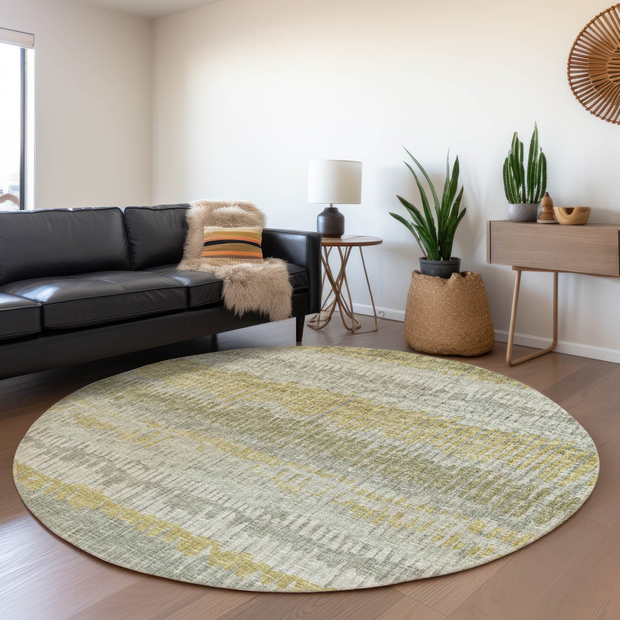 Addison Rugs AMF37SG8RO Mayfield AMF37SG 8 x 8 (ft) Loomed Polyester Sage Round Indoor Abstract Machine washable Area rug