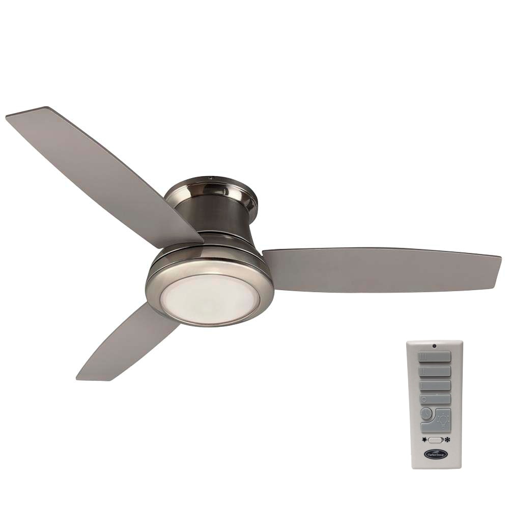 Harbor Breeze Sail Stream 52 In Nickel Led Indoor Flush Mount Ceiling Fan With Light And Remote 3 Blade The Fans Department At Com - How To Mount Ceiling