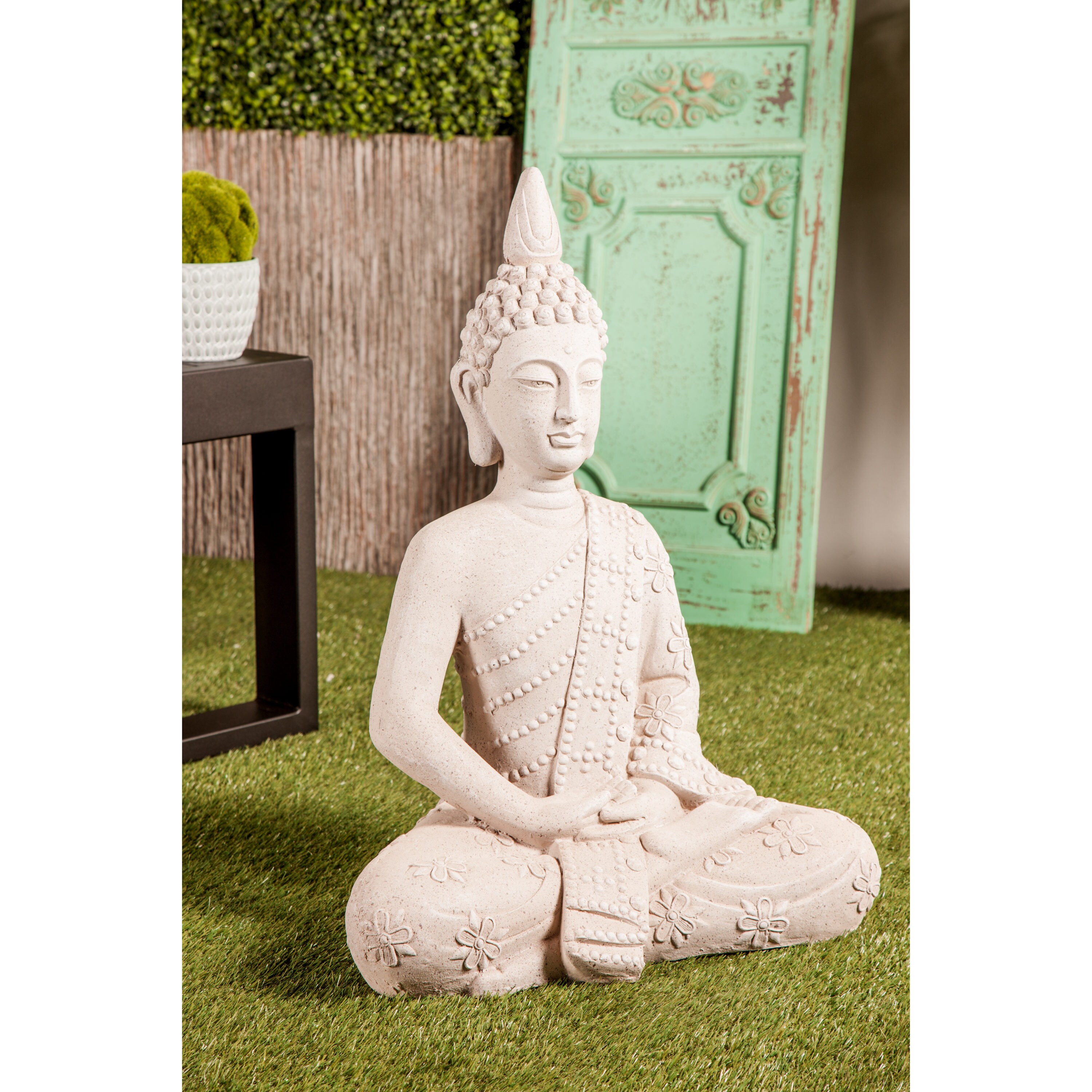 Grayson Lane 28-in H x 19-in W Gray Buddha Garden Statue in the Garden  Statues department at