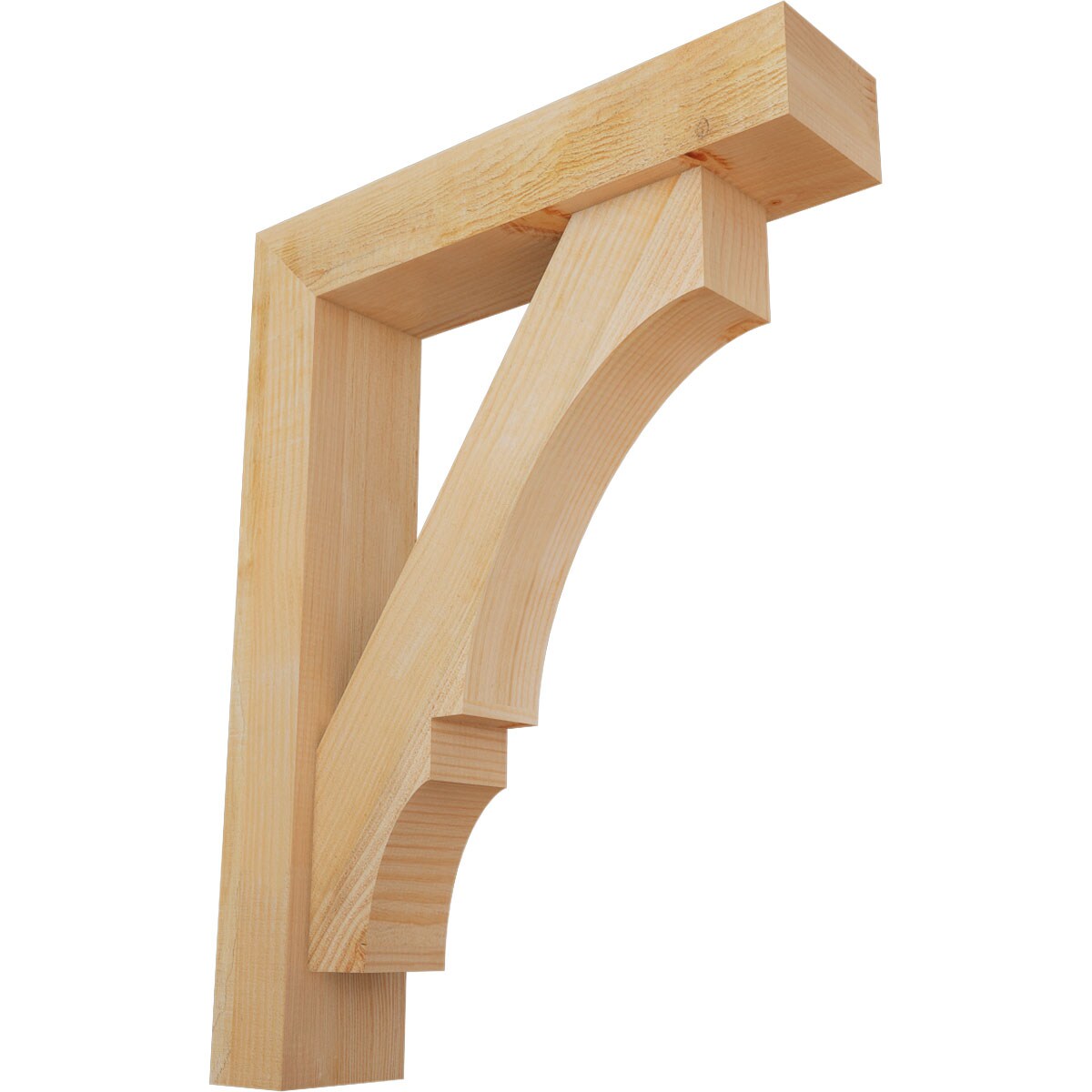 Ekena Millwork 1462051 Balboa block rough sawn bracket with offset brace 6-in x 26-in x 34-in Douglas fir Brown Wood Standard bracket