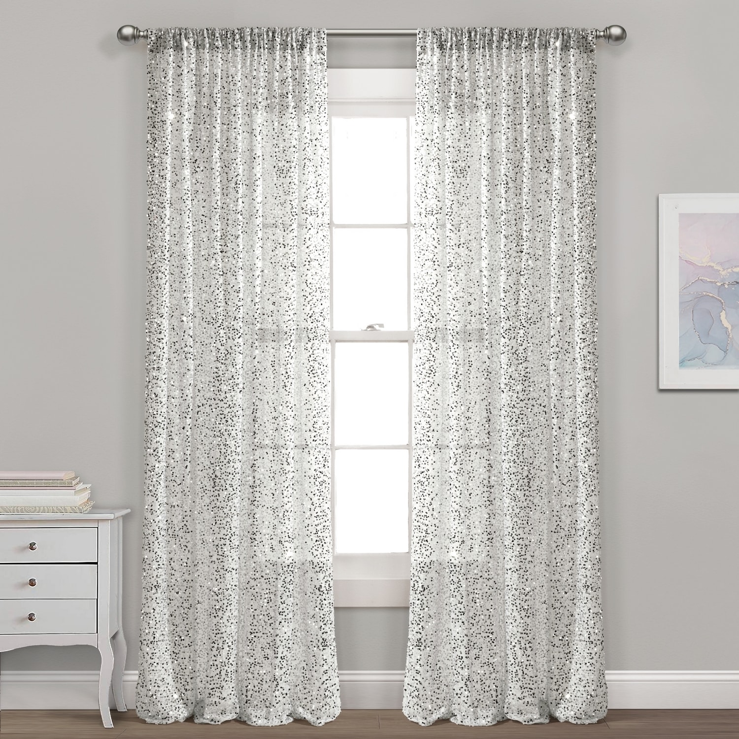 Lush Decor 21T012749 84-Inches Silver Rod pocket Single curtain panel