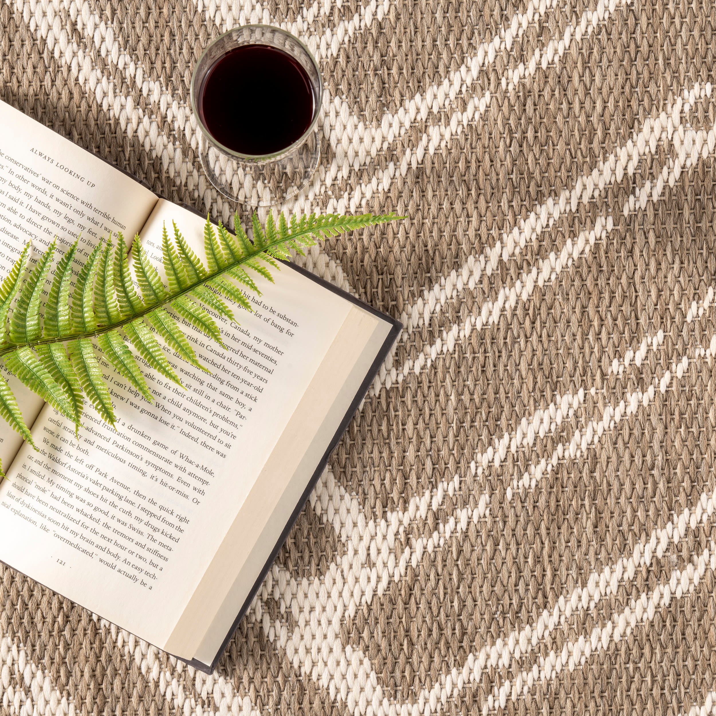 Macklin Brown Herringbone Synthetic Indoor/Outdoor Area Rug