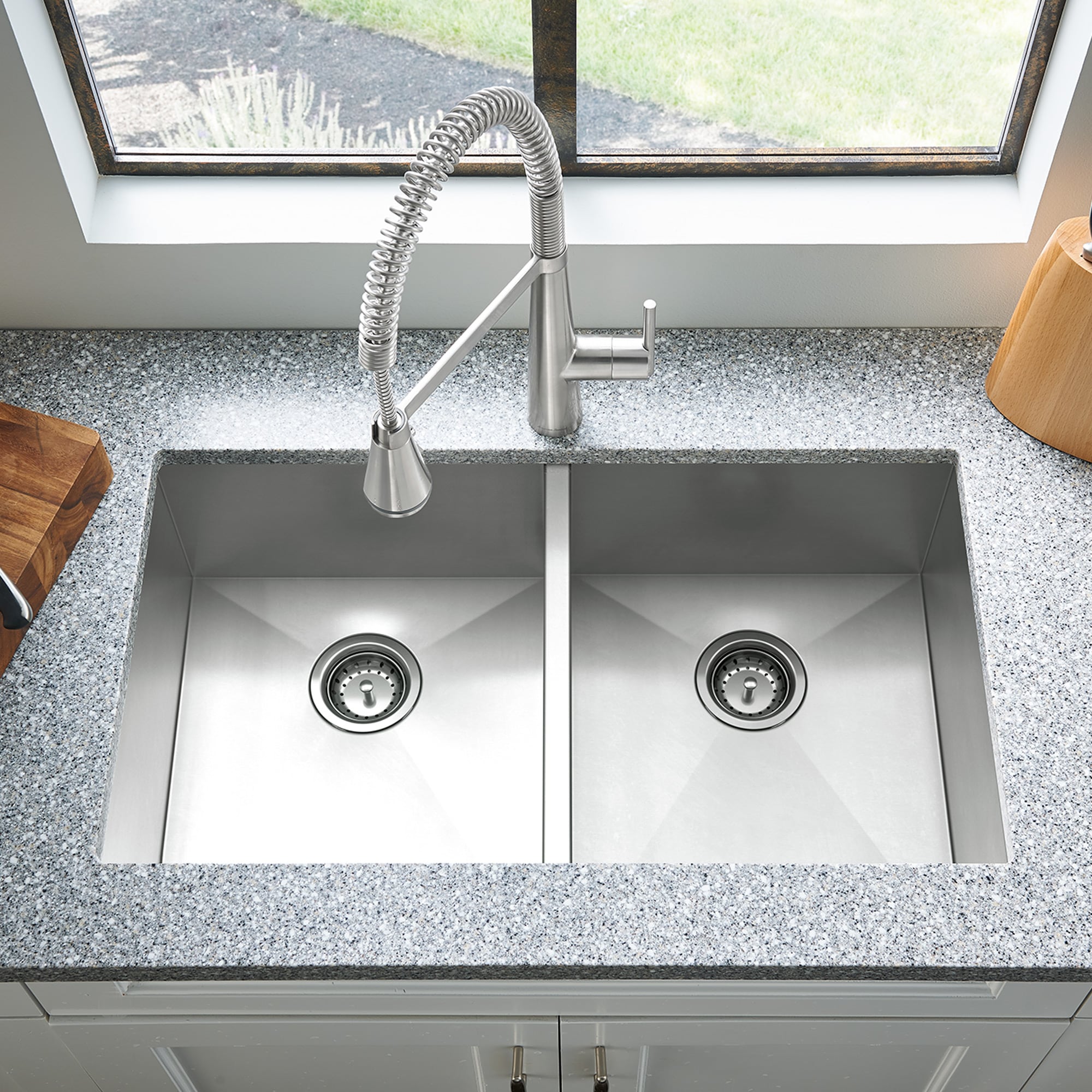 KOHLER Decree Dual-mount 33-in x 22-in Stainless Steel Double Equal Bowl  2-Hole Kitchen Sink in the Kitchen Sinks department at