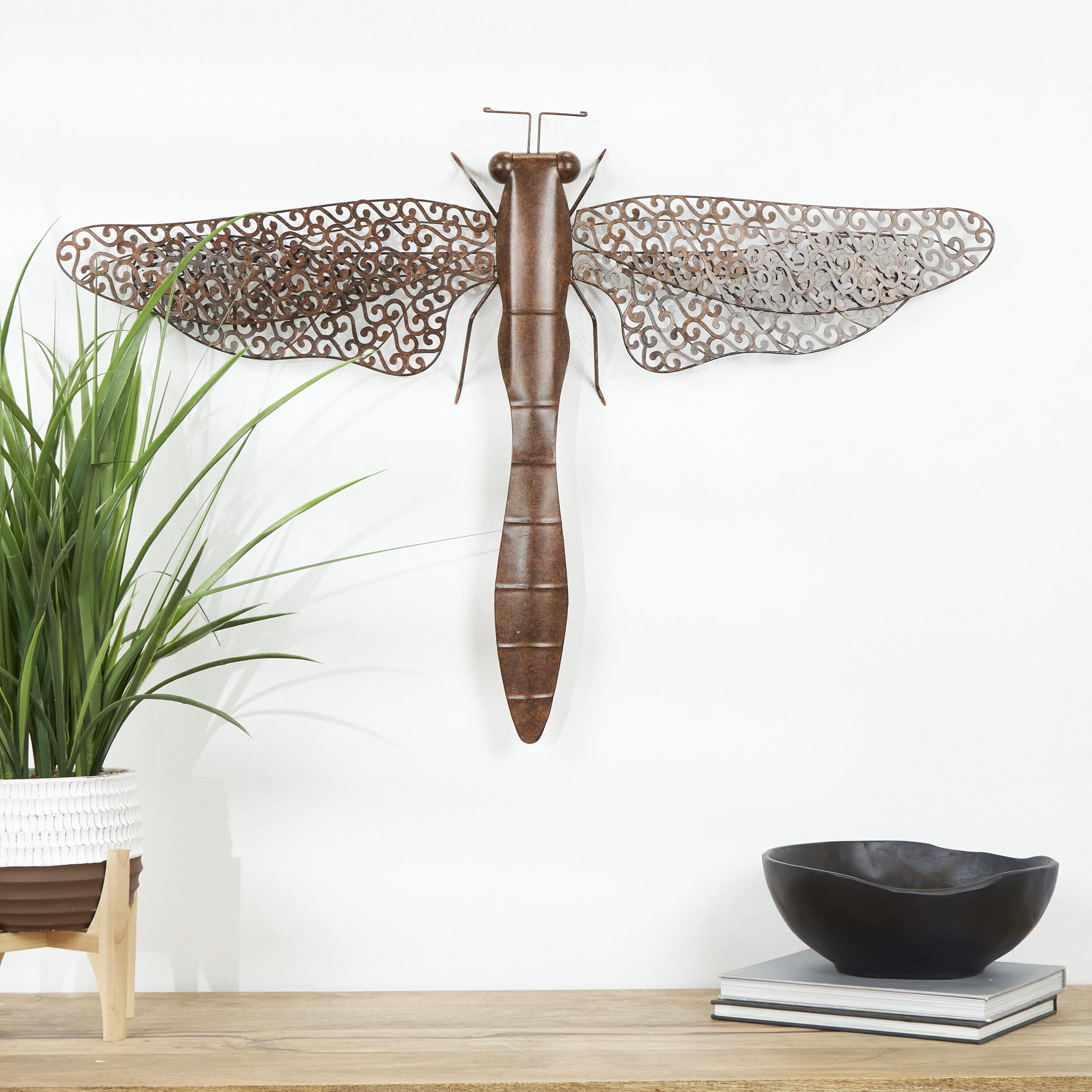 Grayson Lane 56343 40-Inches W x 30-Inches H Metal Indoor/Outdoor Dragonfly Animals Wall sculpture