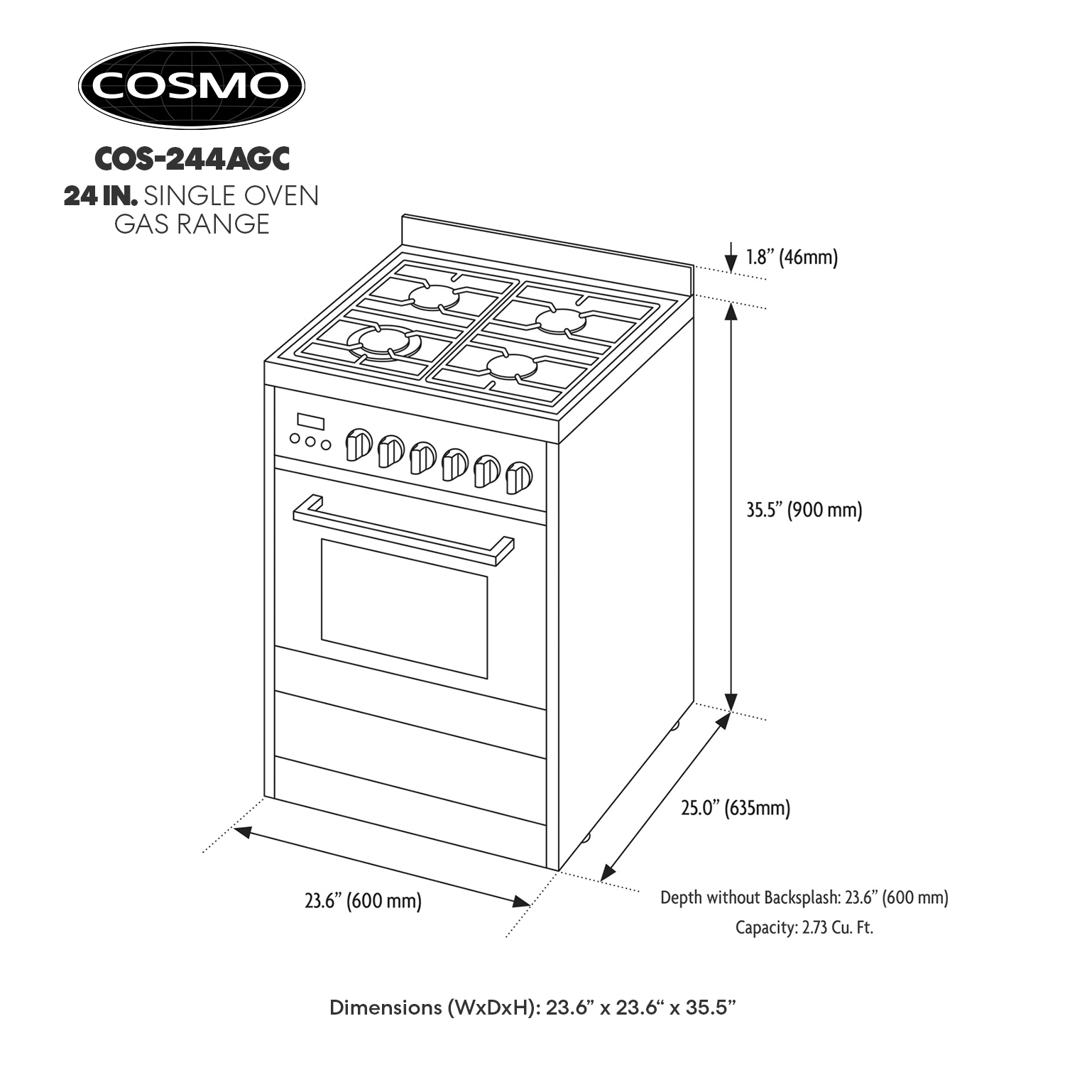 Cosmo COS-244AGC Freestanding-Gas-Ranges - View #5