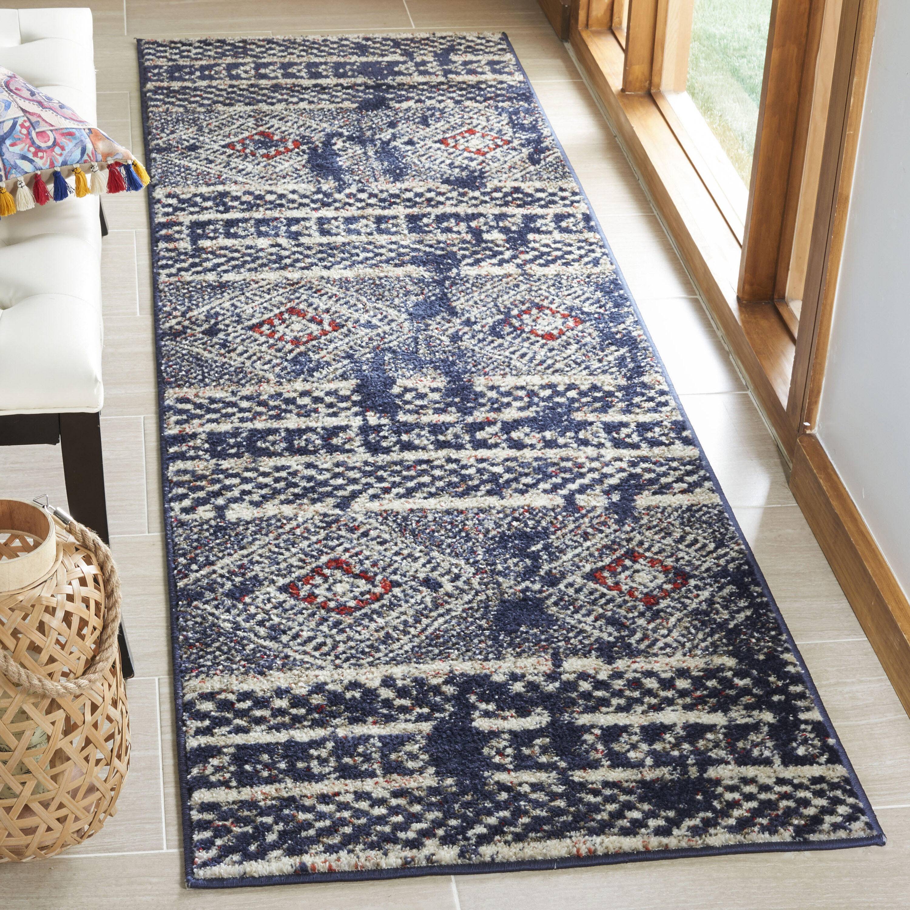 Adirondack 202N Navy Light Grey 3in x 5in Rug
