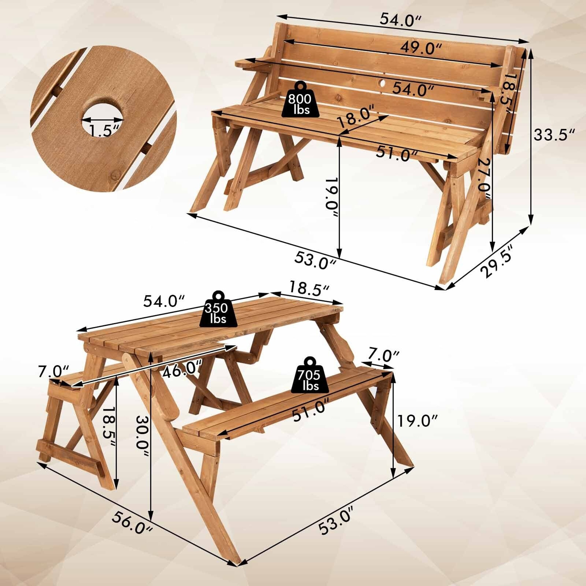 Clihome CL-TN-10426 Picnic-Tables - View #5