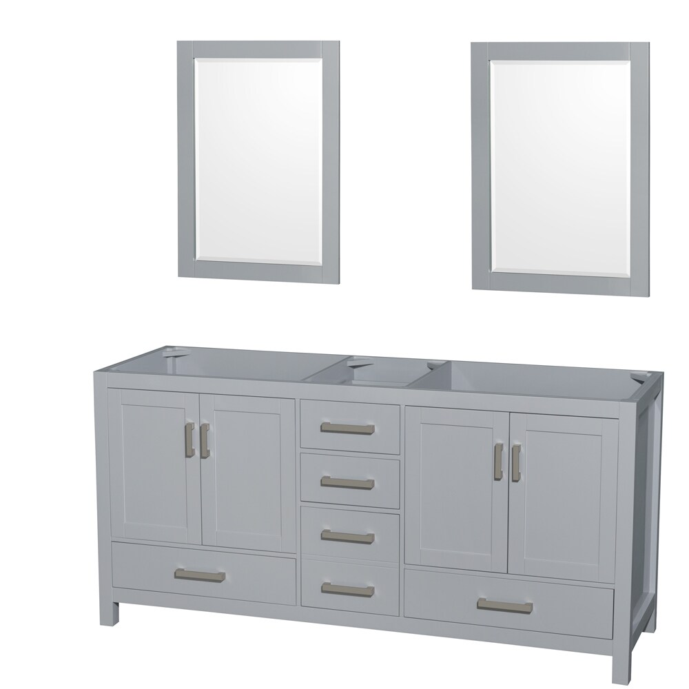 Wyndham Collection WCS141472DGYCXSXXM24 Sheffield 72-in Gray with Brushed Chrome Trim Bathroom Vanity Base Cabinet without Top (Mirror Included)
