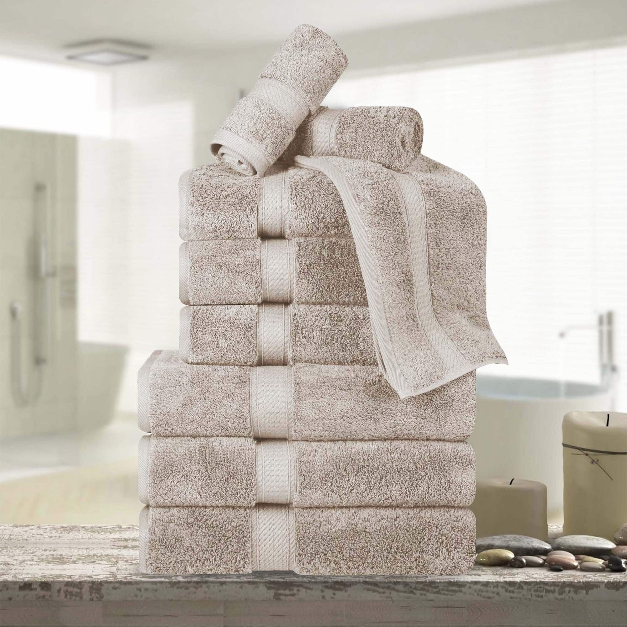 Superior Egyptian Cotton Pile Plush Heavyweight Absorbent Luxury Soft 9-Piece Towel Set