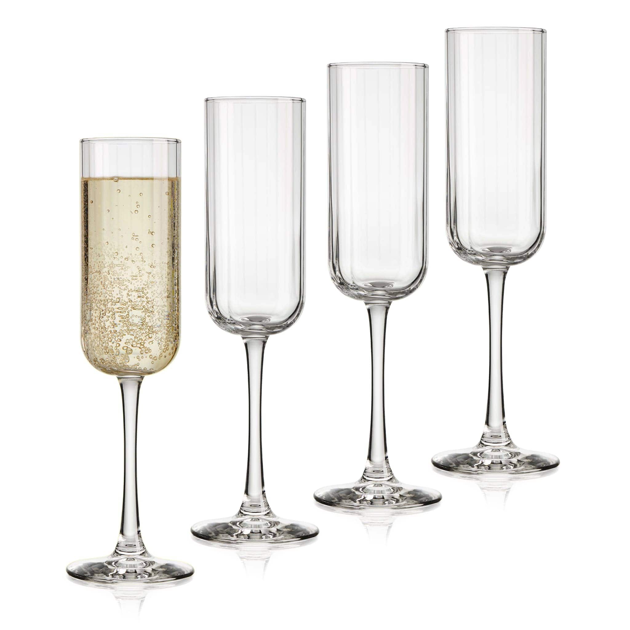 Libbey L727865 Paneled Champagne Flute Glasses 7.5 ounce Set of 4