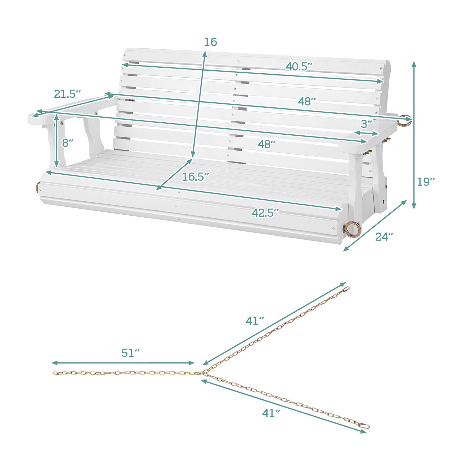 WELLFOR TDG10806WH Swing-Gliders - View #5