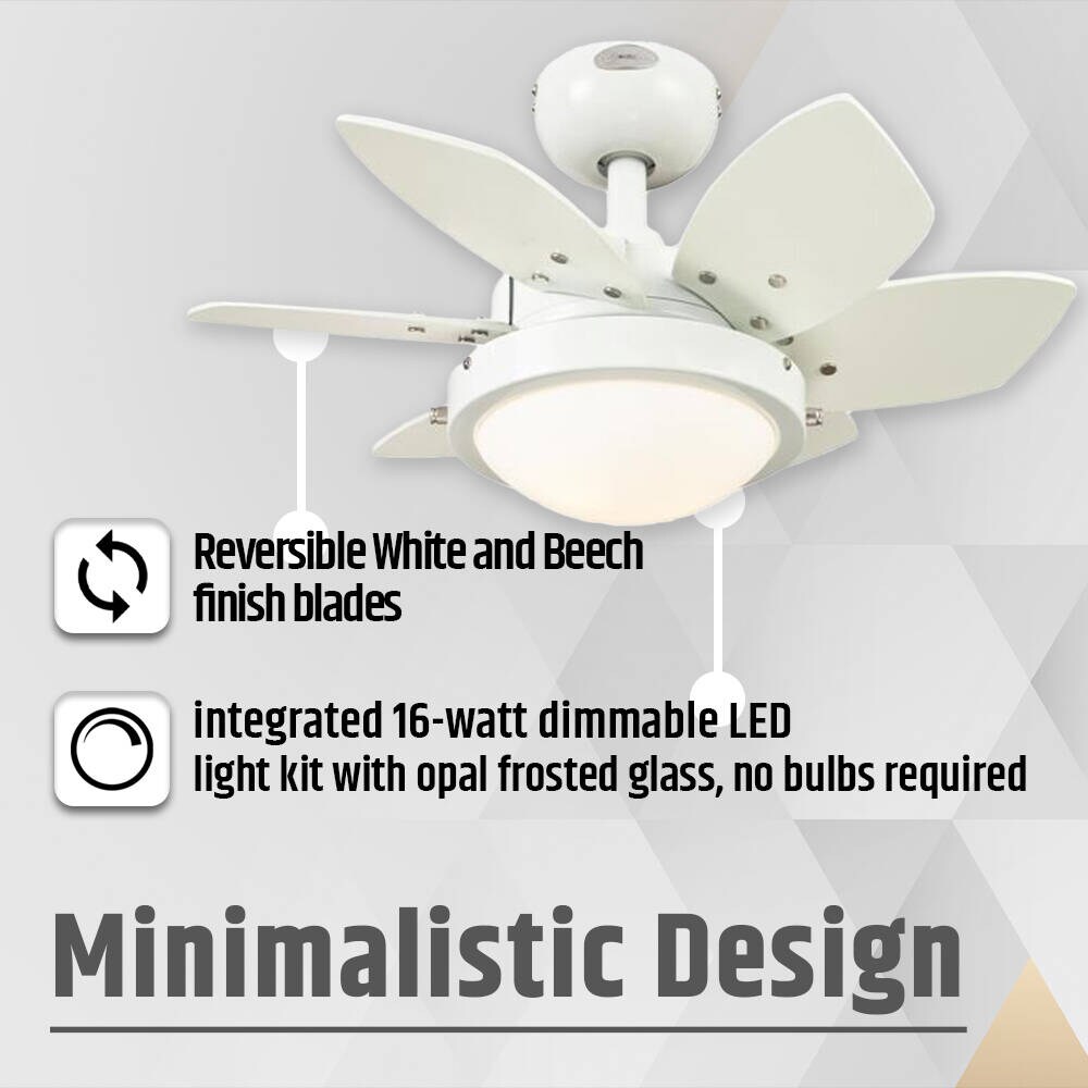 Ciata 24-in White LED Indoor Ceiling Fan with Light (6-Blade) at