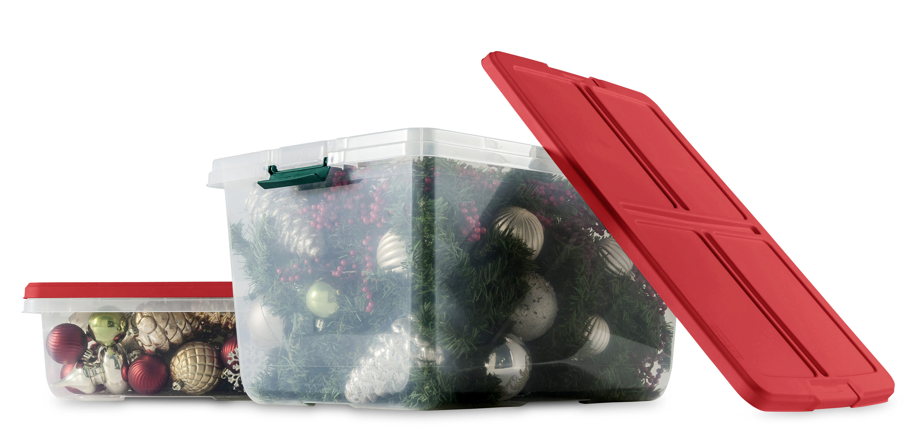Hefty Medium 3.75-Gallons (15-Quart) Clear/Red/Green Weatherproof Tote with  Latching Lid in the Plastic Storage Containers department at