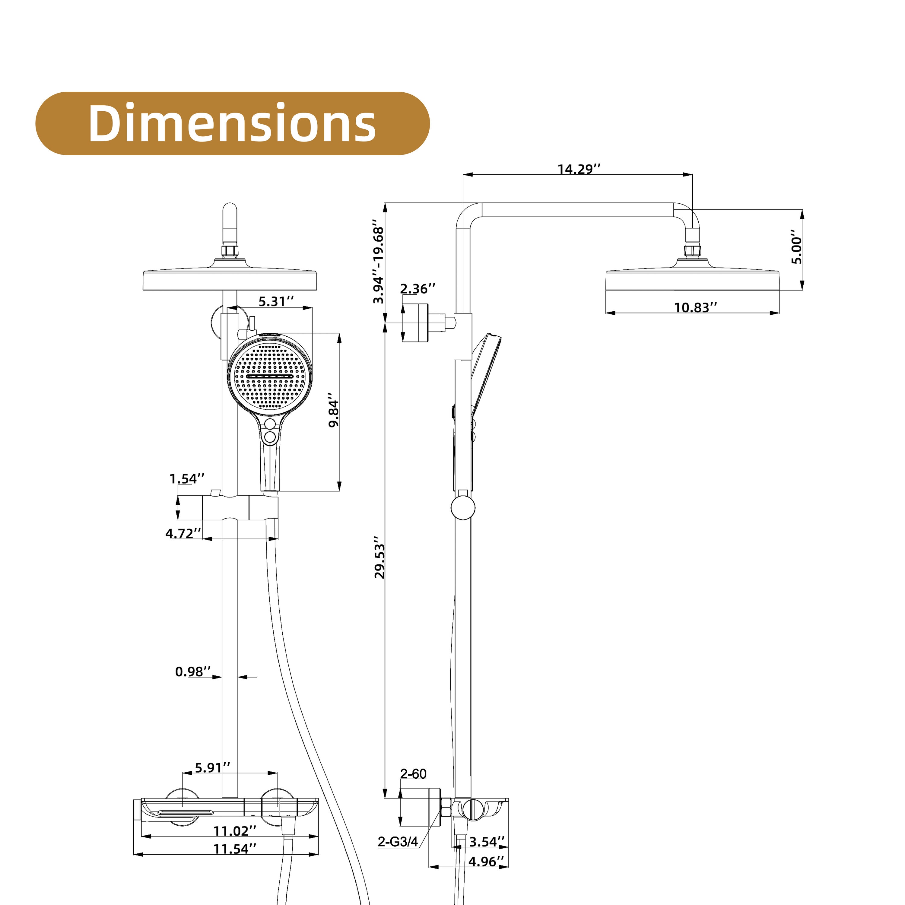 MODLAND MDL1SS32BG1 Showerhead-Bar-Panels - View #14