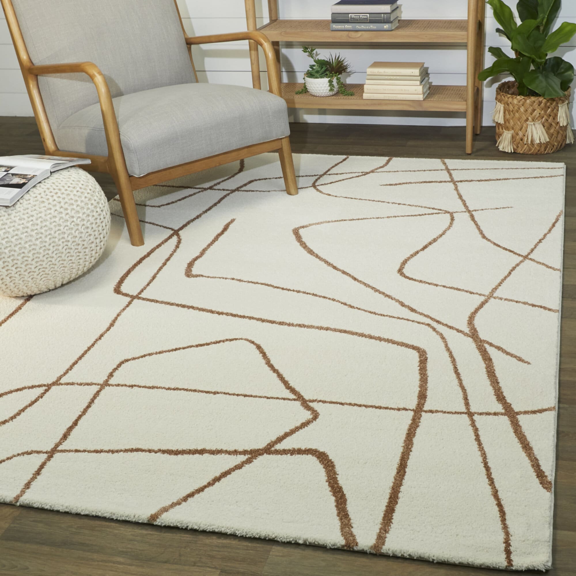Balta 3122085 6 x 9 (ft) Rust Rectangular Indoor Abstract Mid-Century Modern Area rug