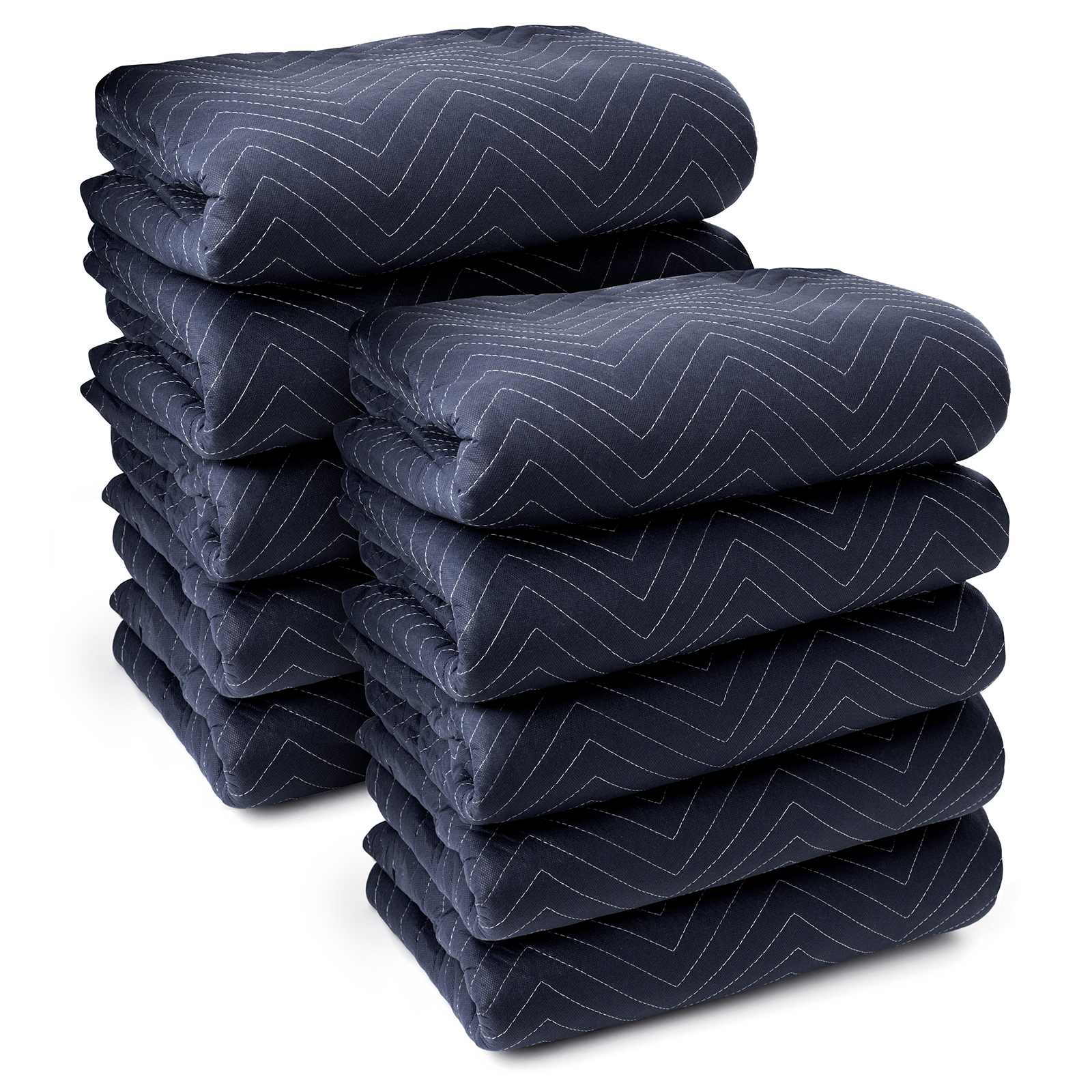 Sure-Max 10pk - 80 x 72-in Moving and Packing Blankets - Blue and Black #BLANKET-P35-10.