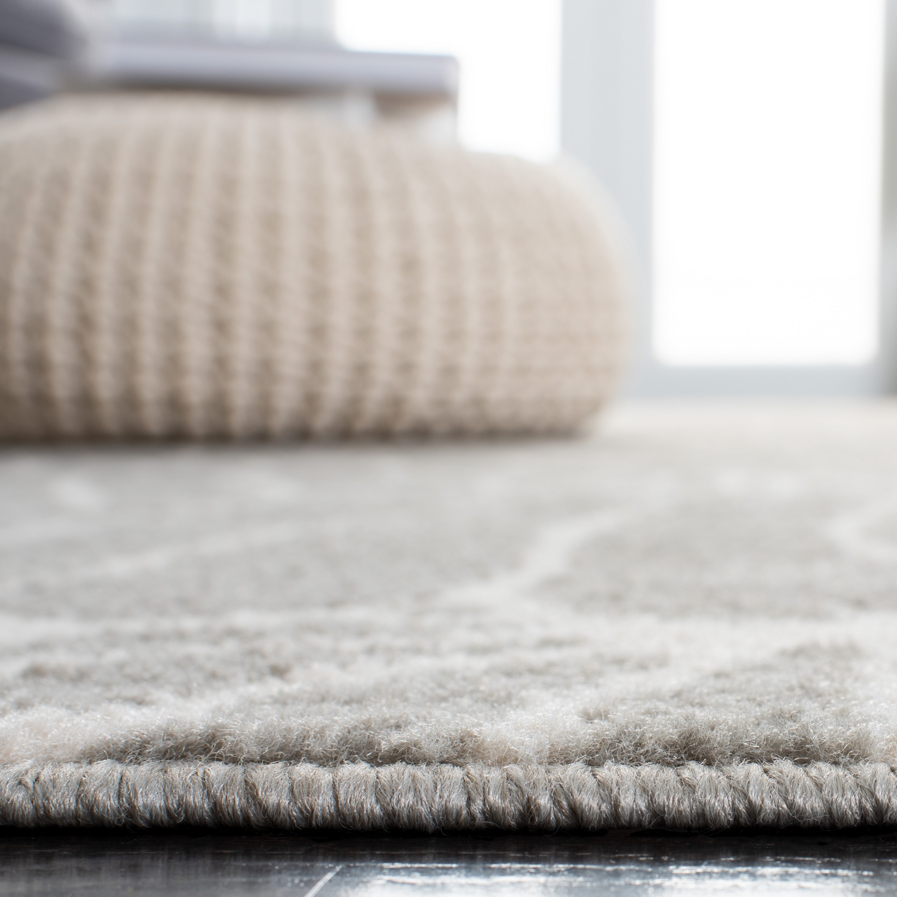 Gray and Ivory Abstract Synthetic 4' x 6' Area Rug