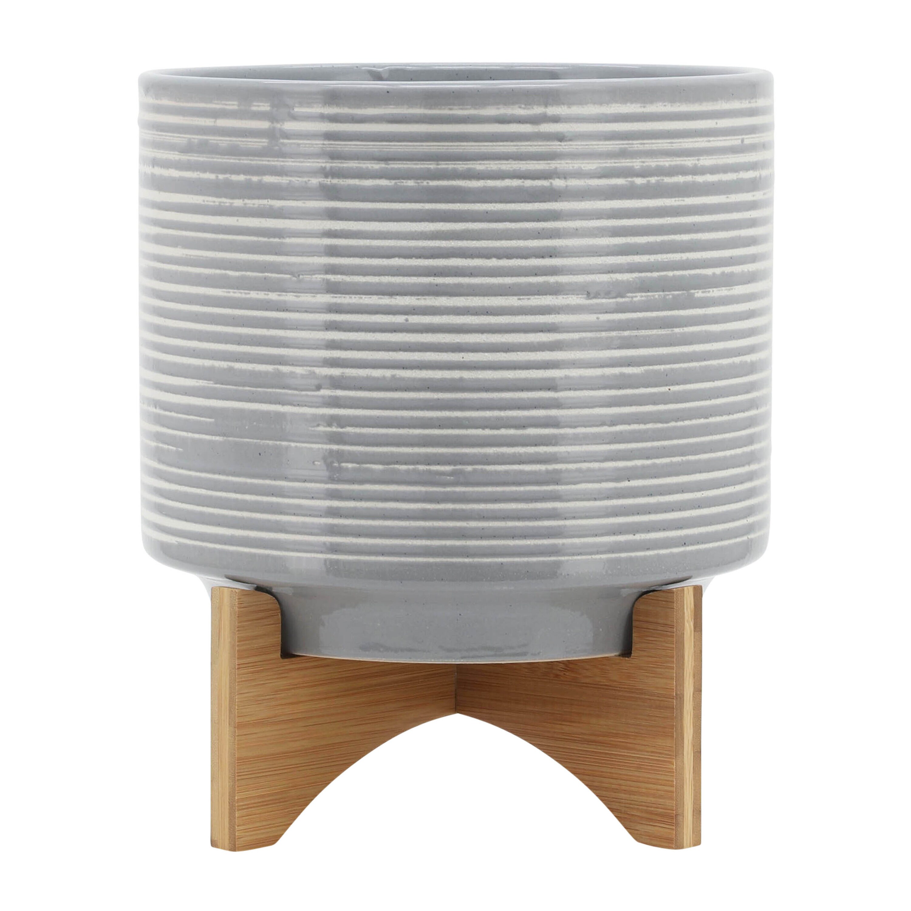 Siavonce XH06805 10.0-in W x 12-in H x 10-in D Gray Ceramic Indoor/Outdoor Planter