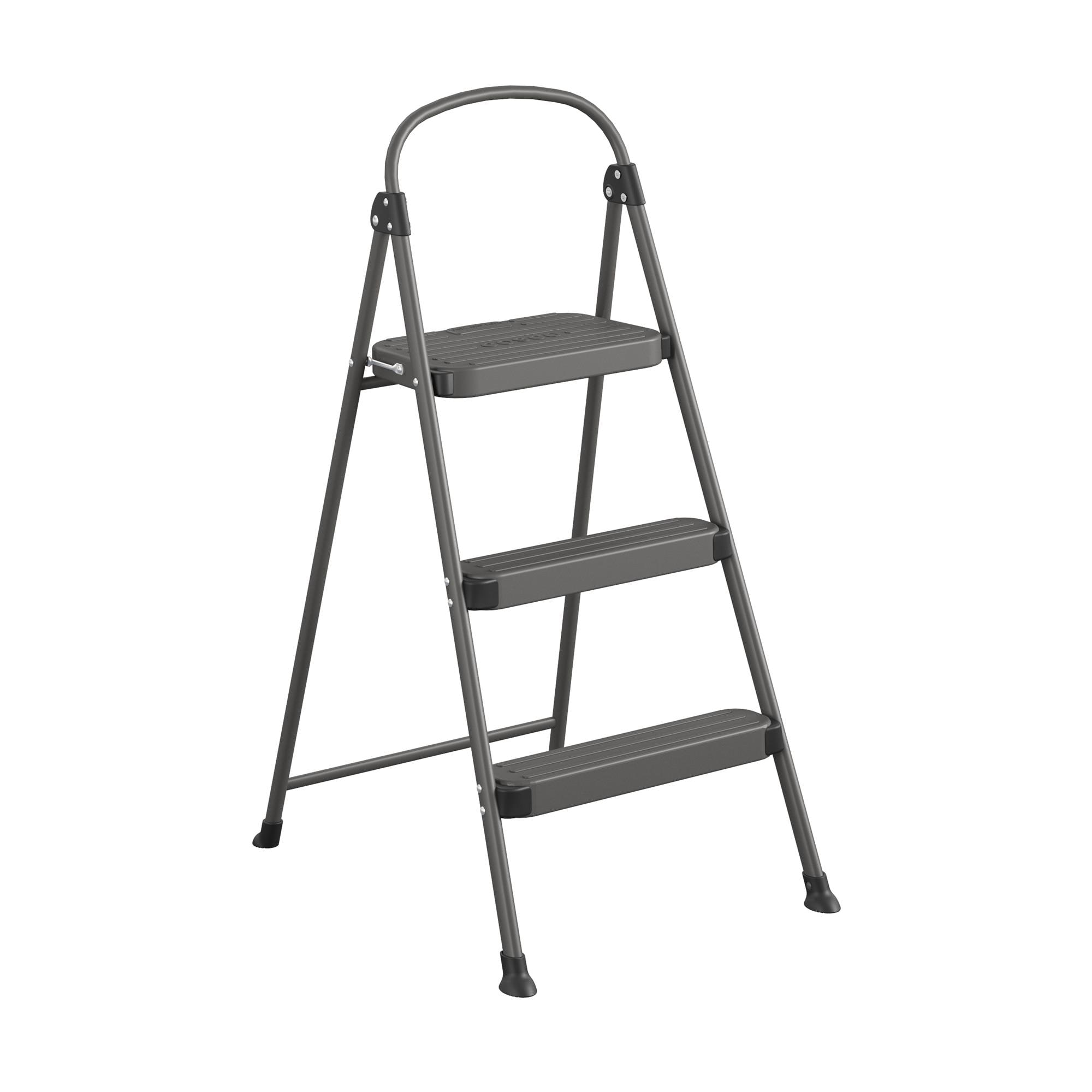 Cosco 11143DGR6 3 -Step 225-lb Capacity Gray Steel Foldable Step Stool