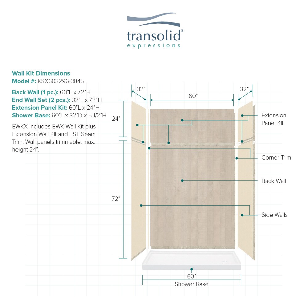 Transolid KSX603296-3845 Alcove-Shower-Kit - View #2