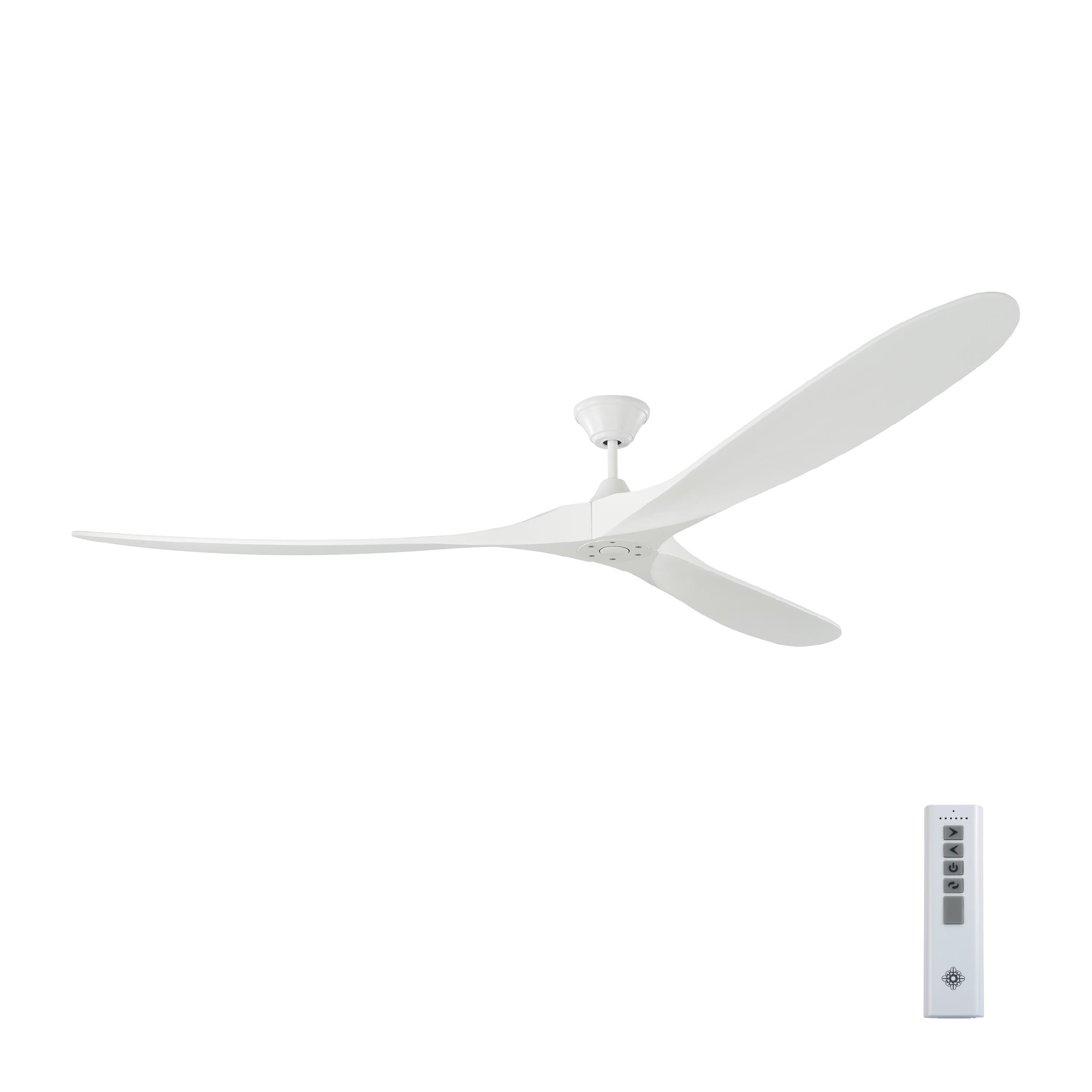 Generation Lighting 3MAVR88RZW Maverick 88-in Outdoor Matte White with Matte White Blades Propeller Ceiling Fan Without Light - Remote Included ( 3 -Blade )