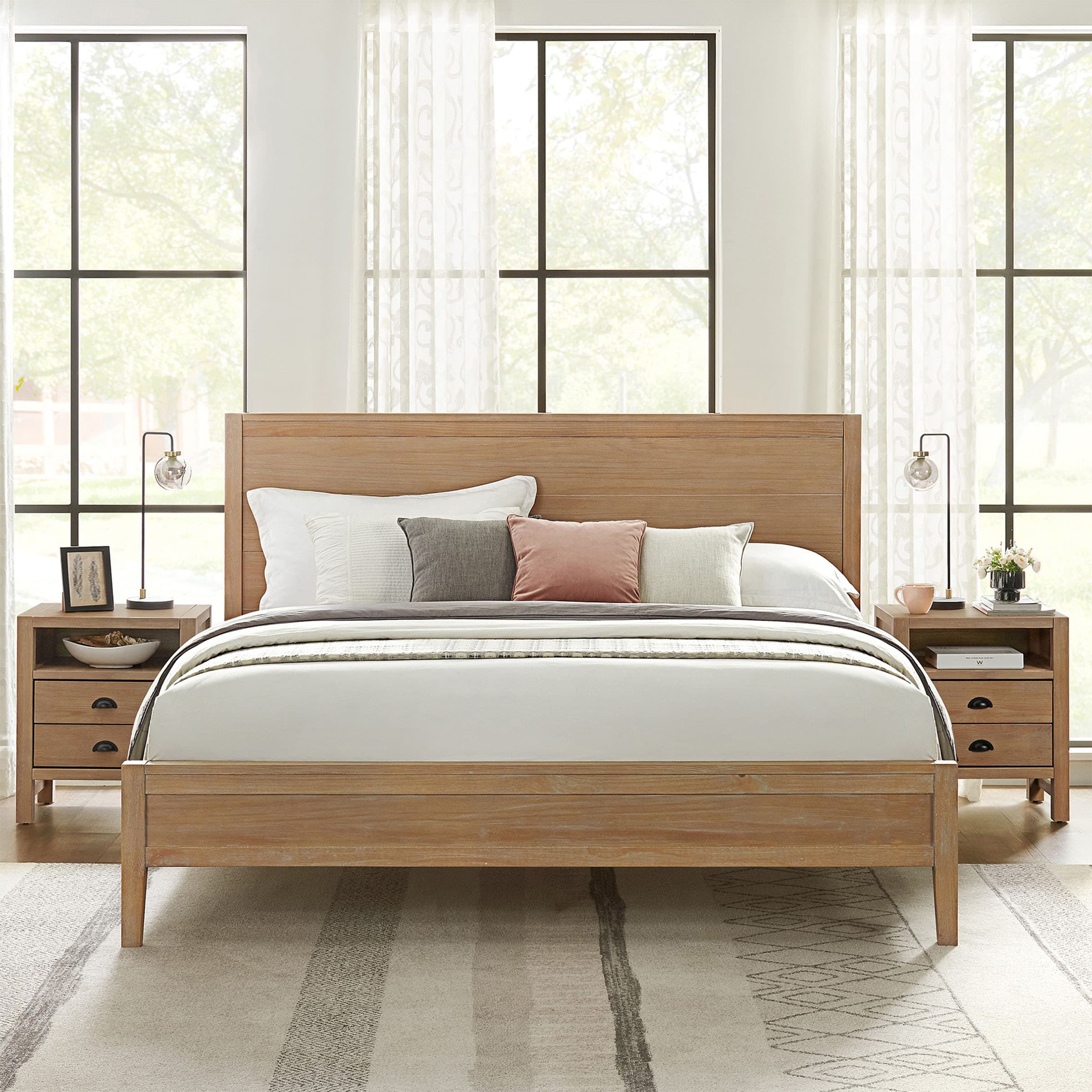 Alaterre Furniture ANAN4029 Light Driftwood King Wood Bed frame Bed