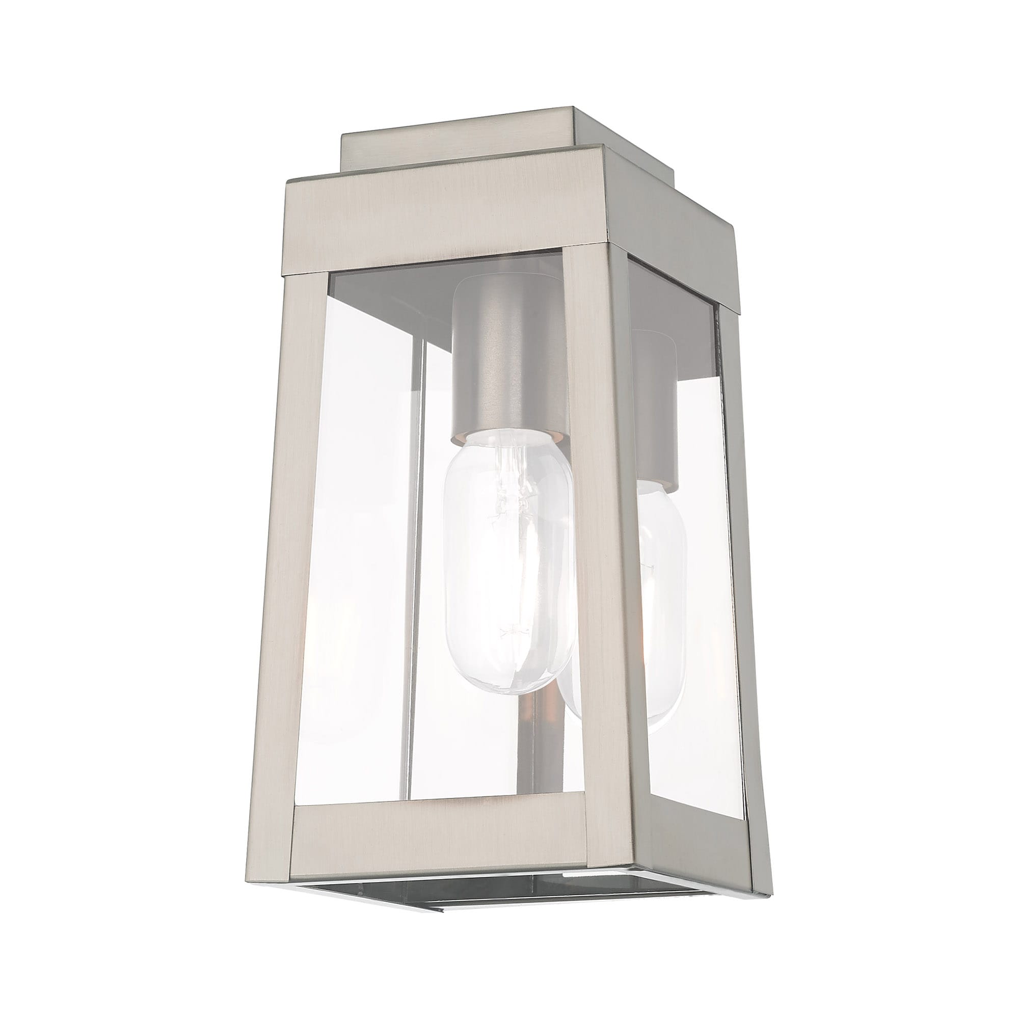 Oslo 9.5" Brushed Nickel Outdoor Wall Lantern with Clear Glass