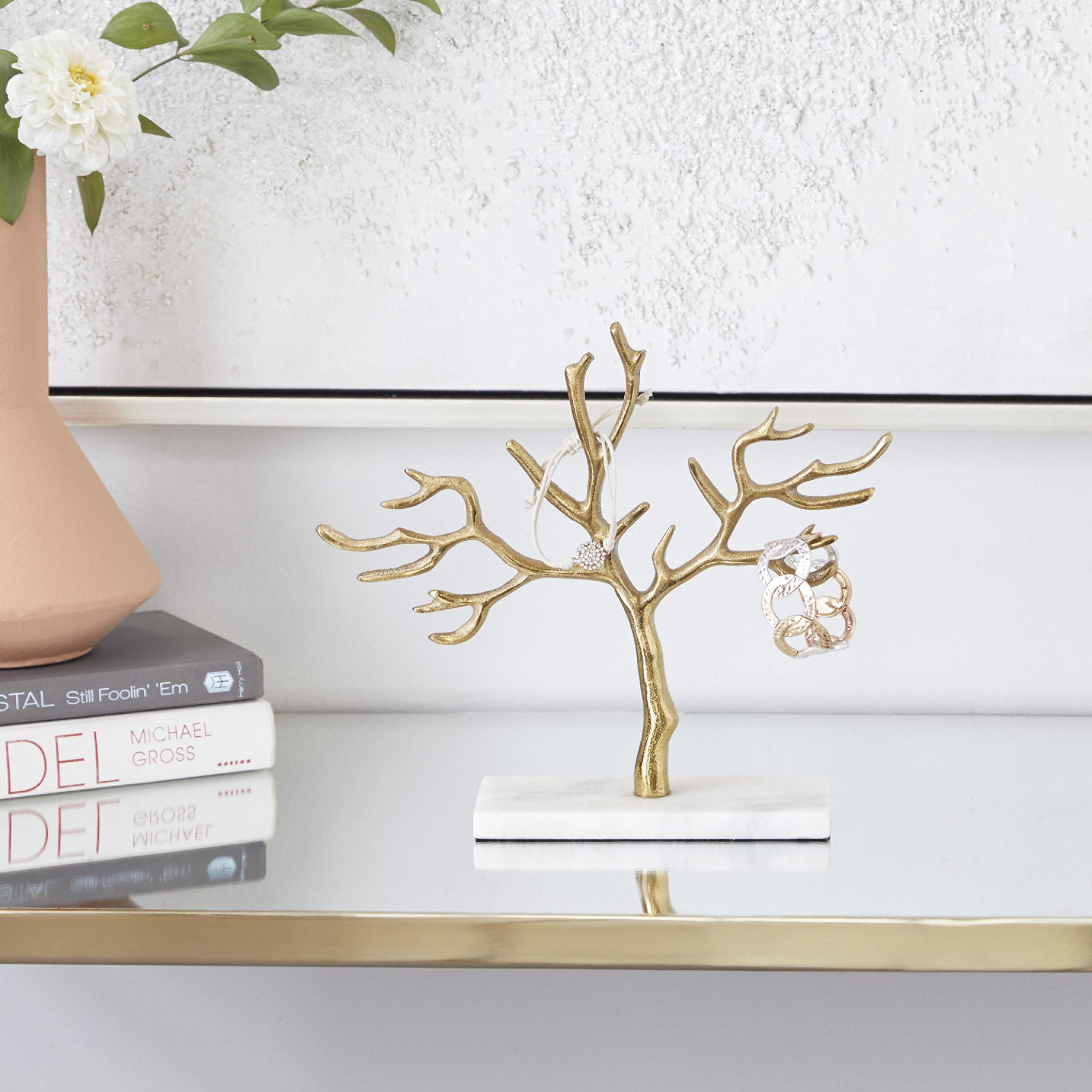 CosmoLiving by Cosmopolitan 54287 Gold with Rectangular Base Ceramic Freestanding Jewelry stand