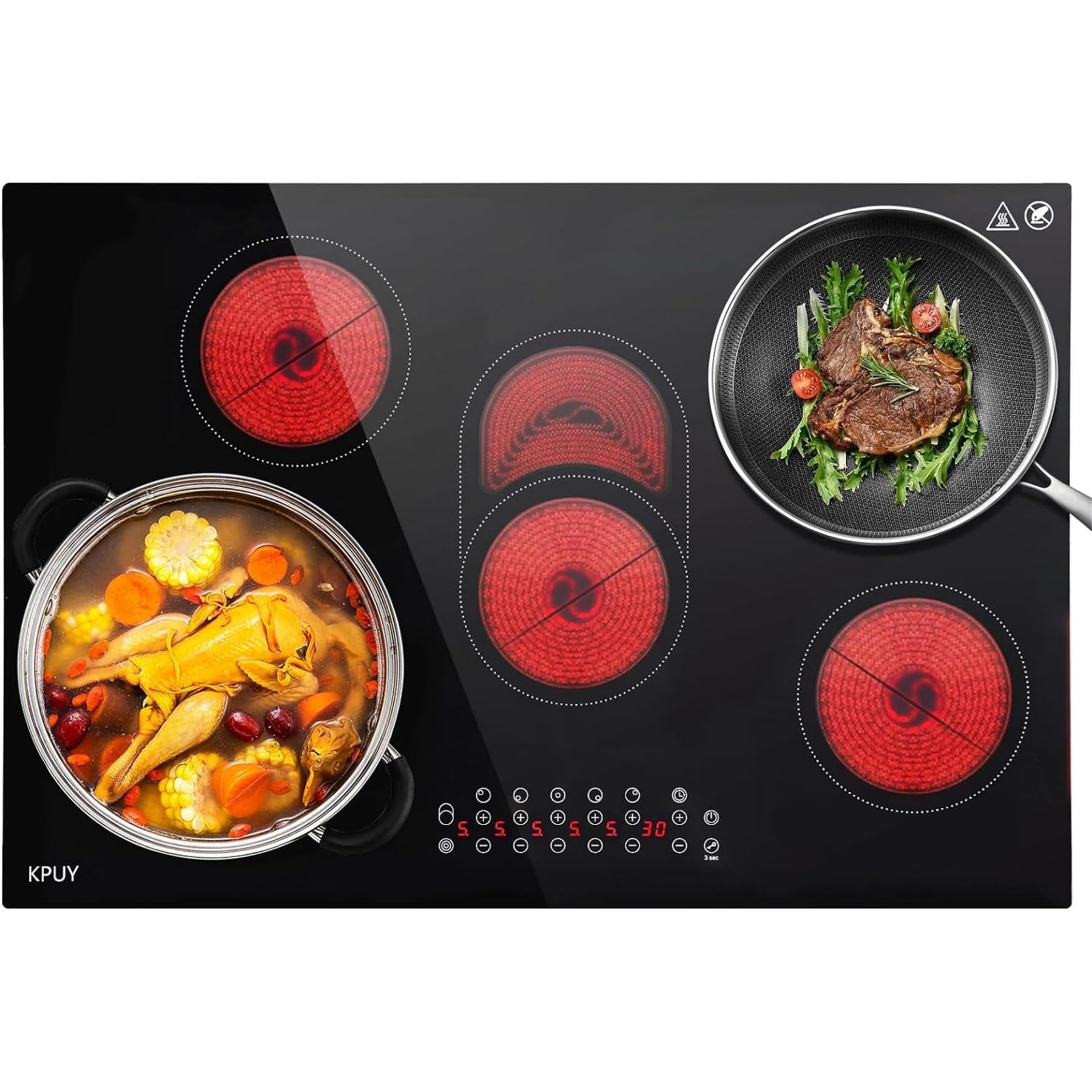 Maocao Hoom JLP152211 30-in 5 burners Smooth Surface (Radiant) Black Electric Cooktop