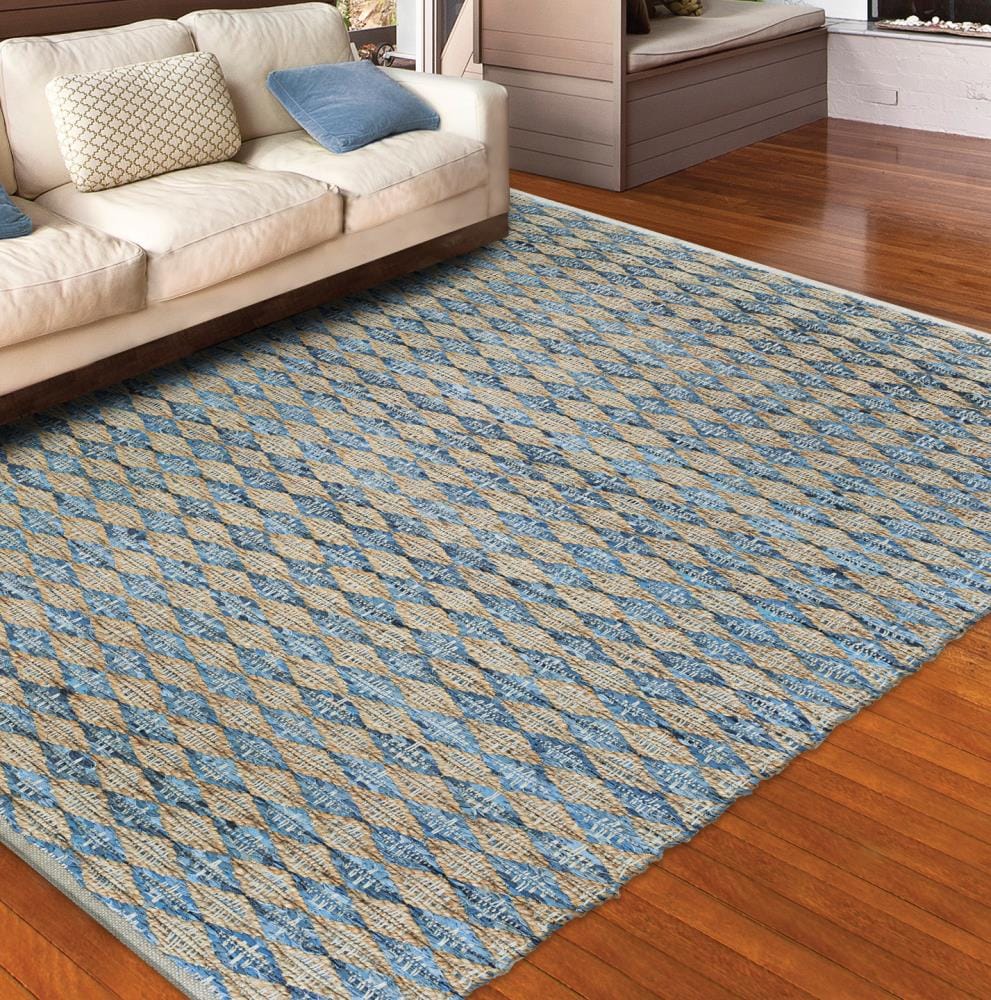 Couristan 82650461710101T NATURE'S ELEMENTS 8 X 10 (ft) Jute Wheat-denim Indoor Geometric Lodge Area Rug