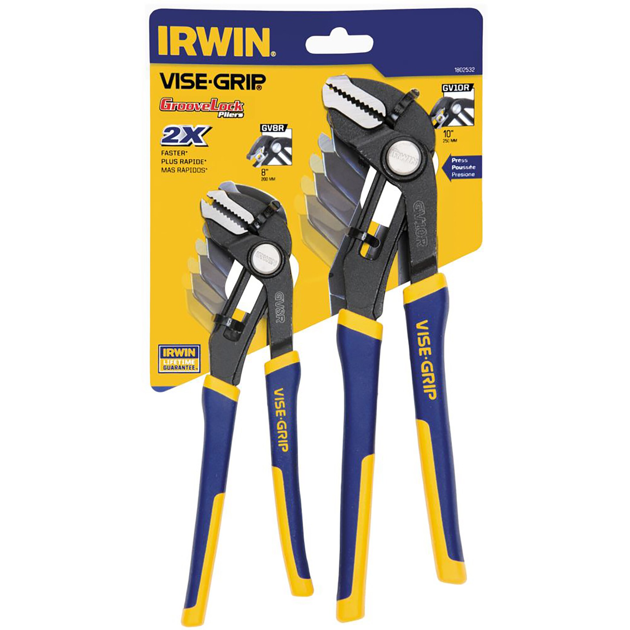 Irwin Vise-Grip Groovelock Pliers, Straight Jaw, 10 In.