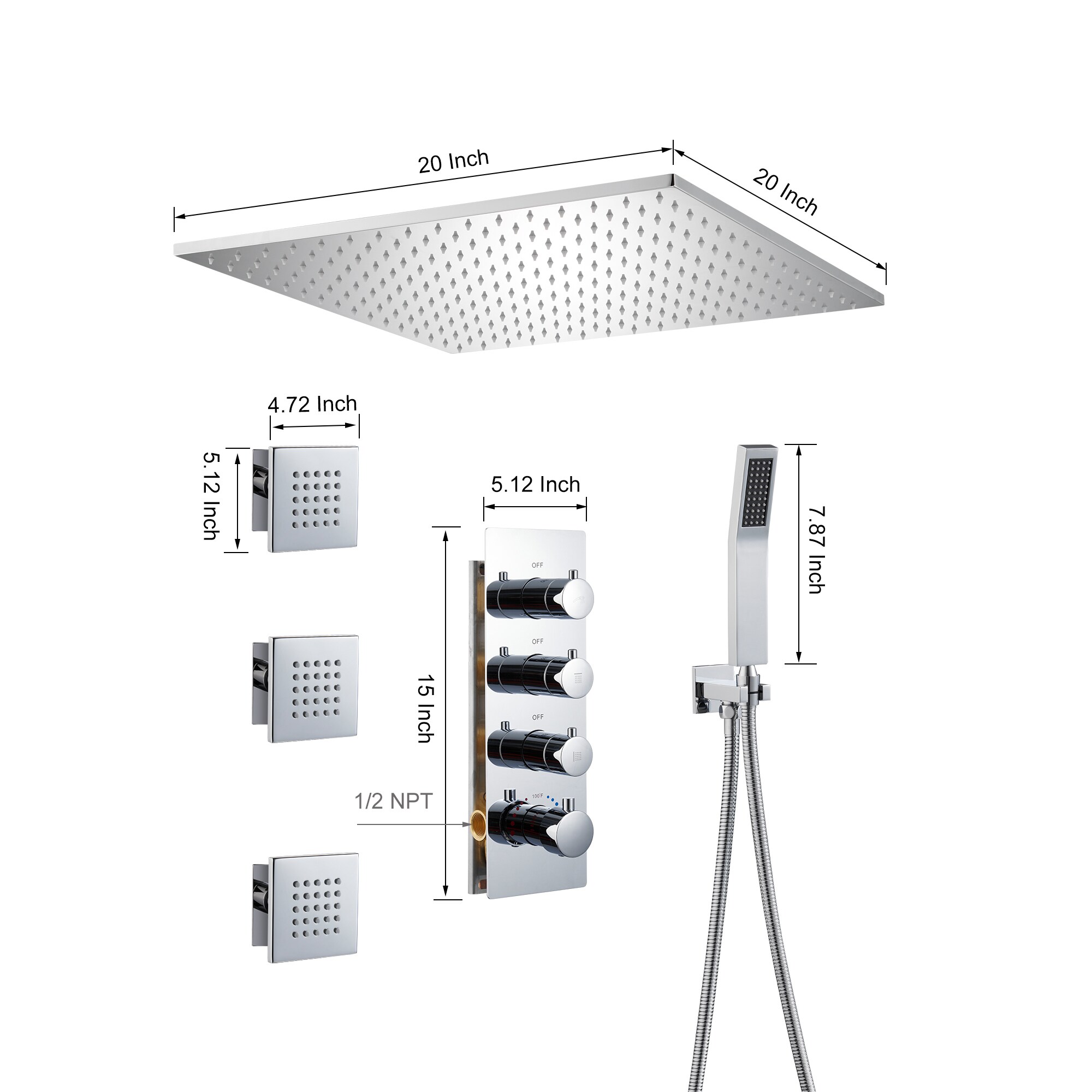 Clihome RCH-BAS8519N Showerhead-Bar-Panels - View #7