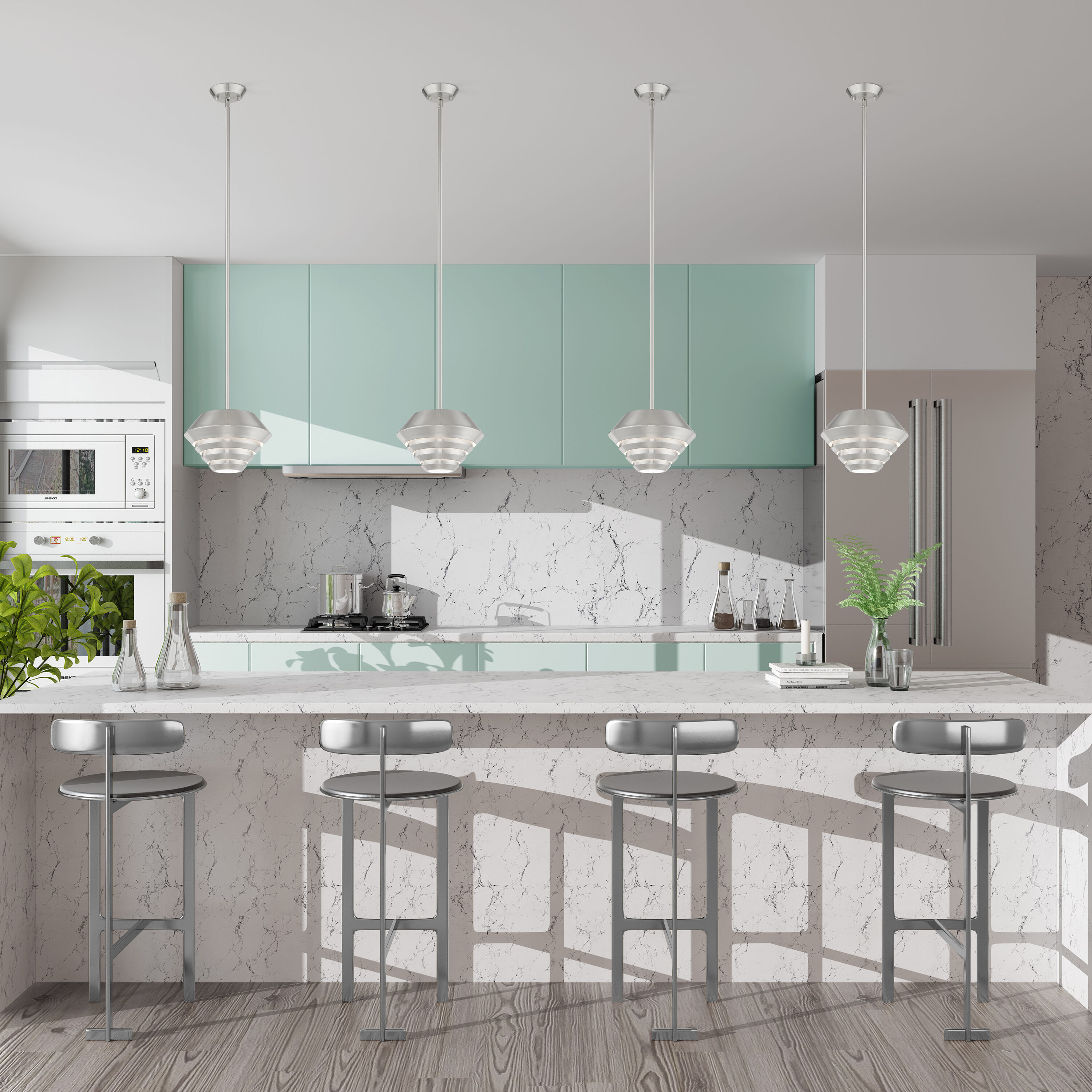 Livex Lighting 40401-91 Amsterdam Brushed Nickel Modern/Contemporary Geometric Hanging Pendant Light