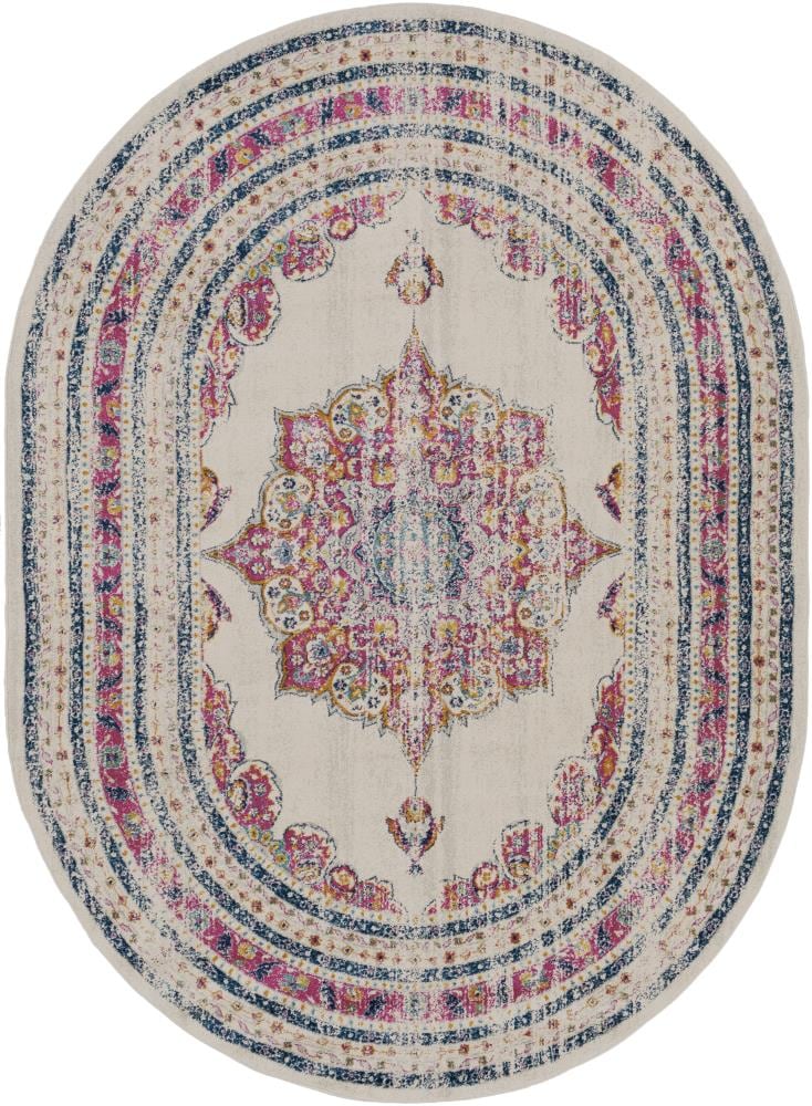 Surya HAP1033-679OV Harput 6 X 9 (ft) Garnet Oval Medallion Oriental Area Rug