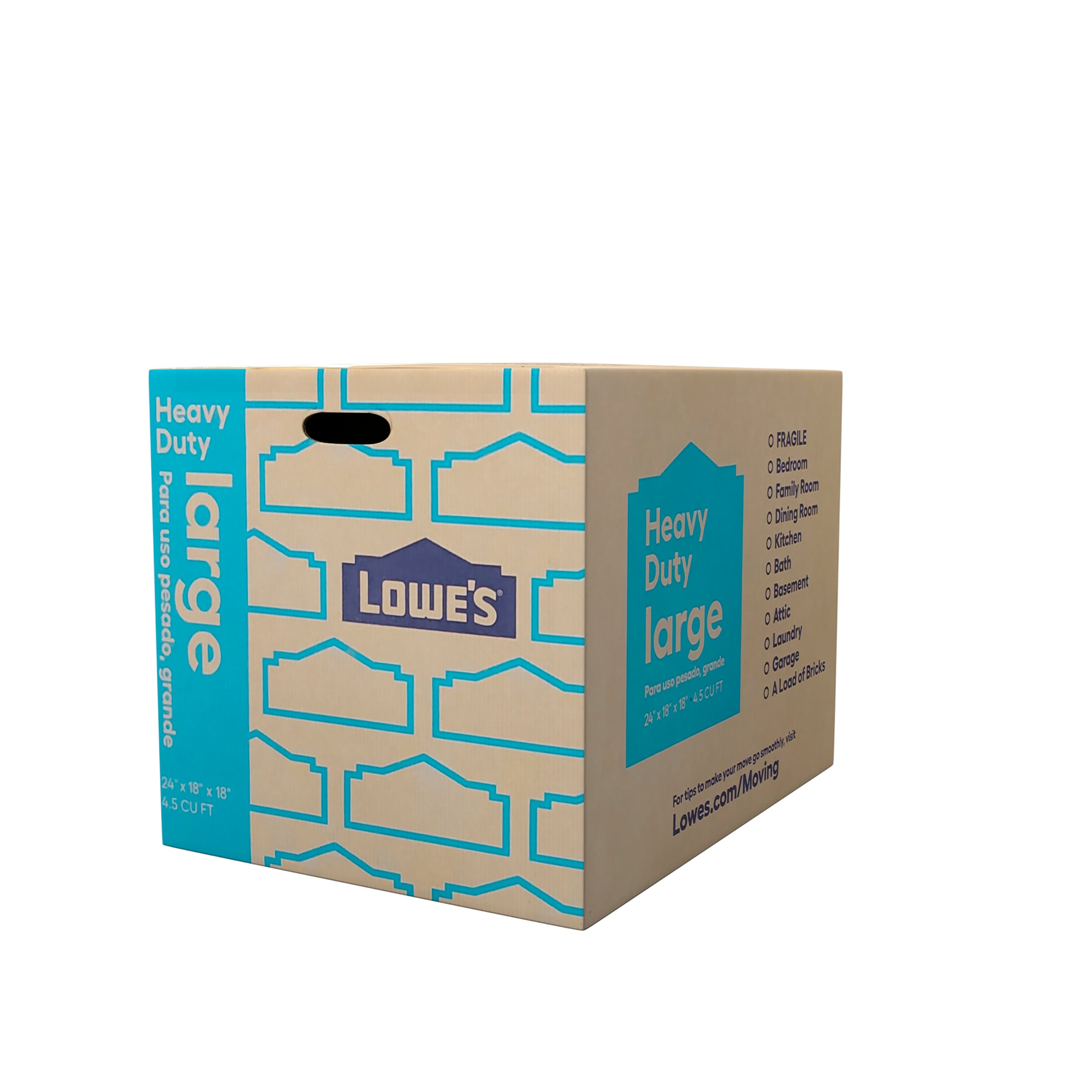 Lowe's 24-in W x 18-in H x 18-in D Large Heavy Duty Cardboard Moving Box  with Handle Holes in the Moving Boxes department at