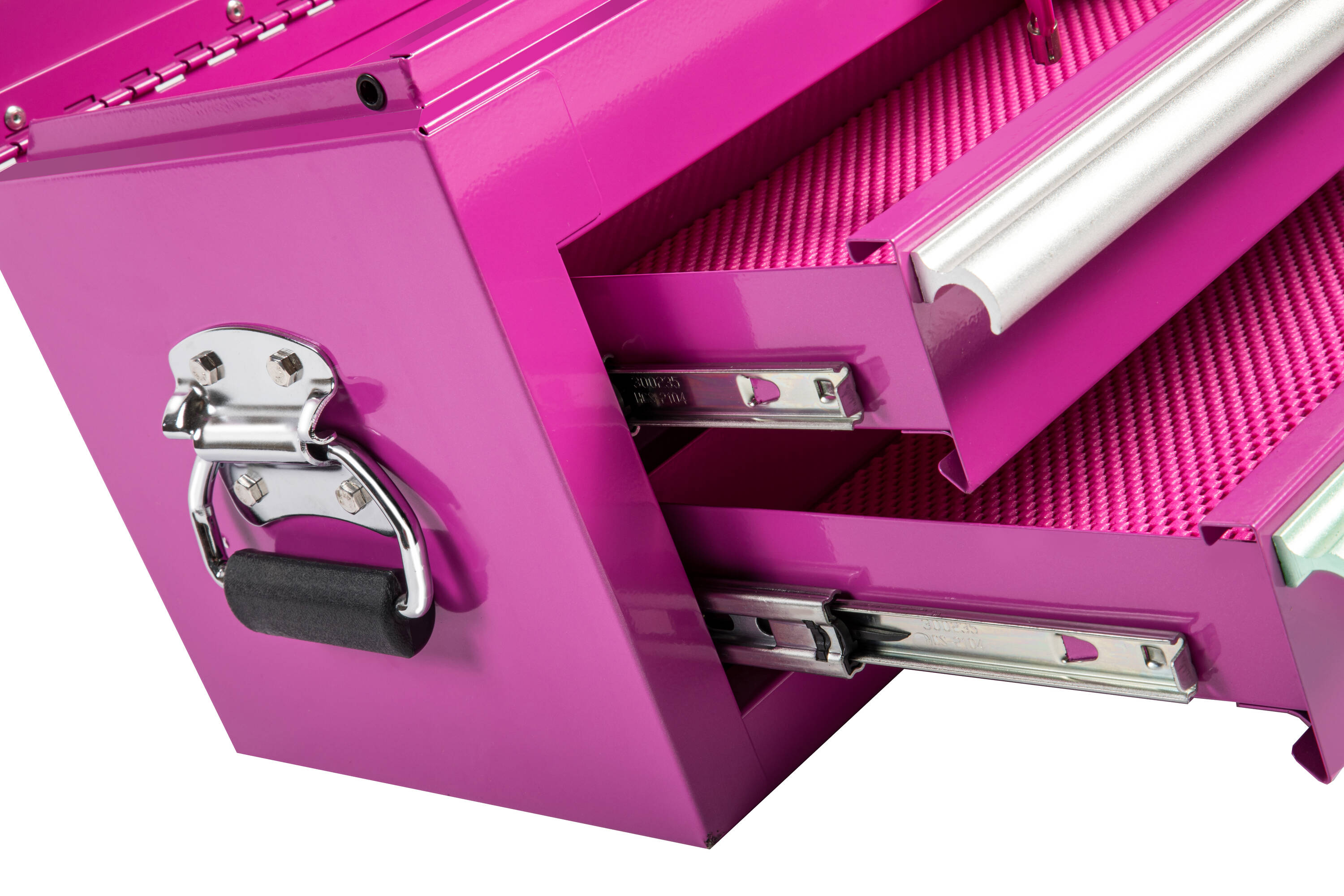  The Original Pink Box PB218MC 18-Inch 2-Drawer 18G Steel Mini  Storage Chest w/ Lid Compartment, Pink