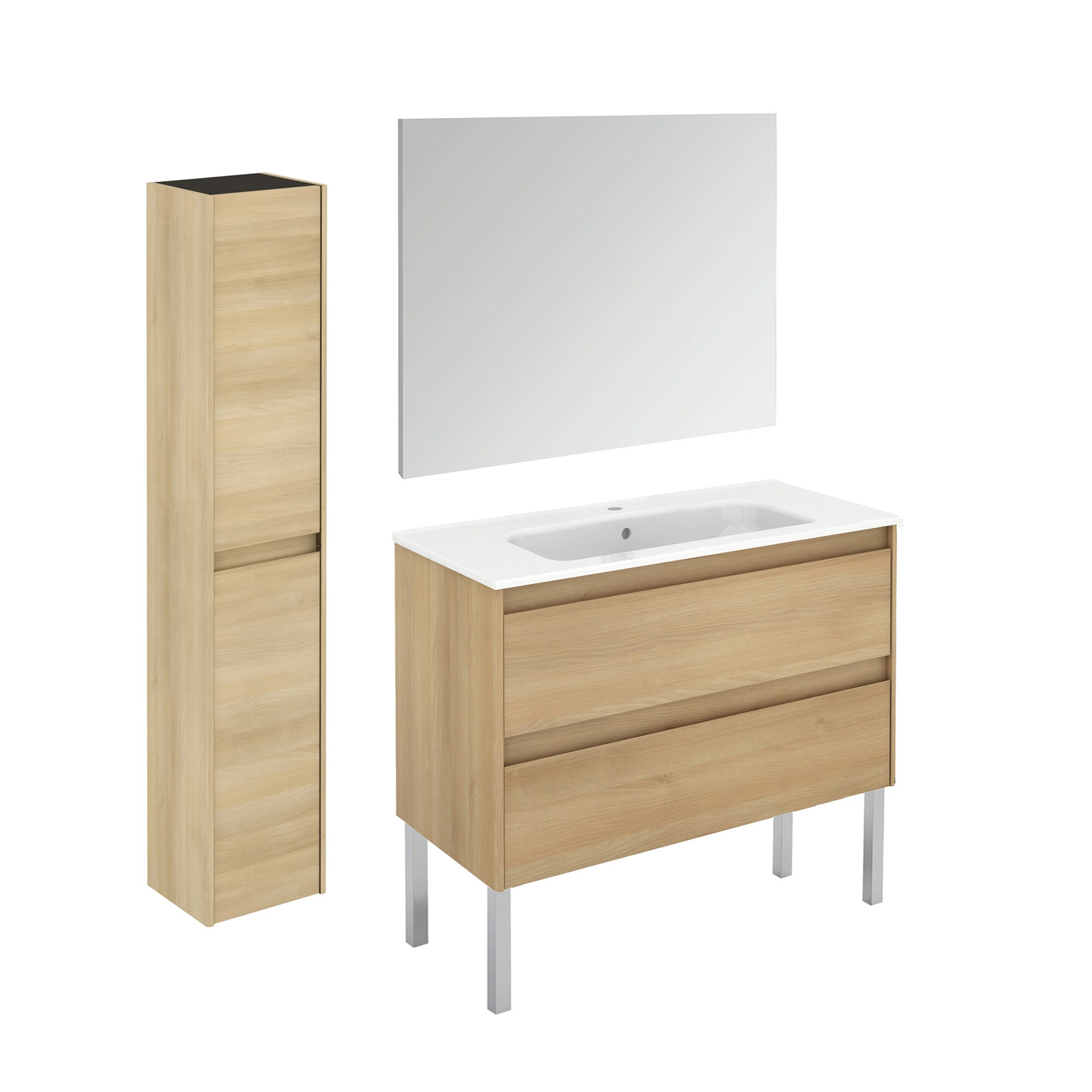 WS Bath Collections Ambra 40-in Nordic Oak Single Sink Bathroom Vanity with Ceramic White Ceramic Top