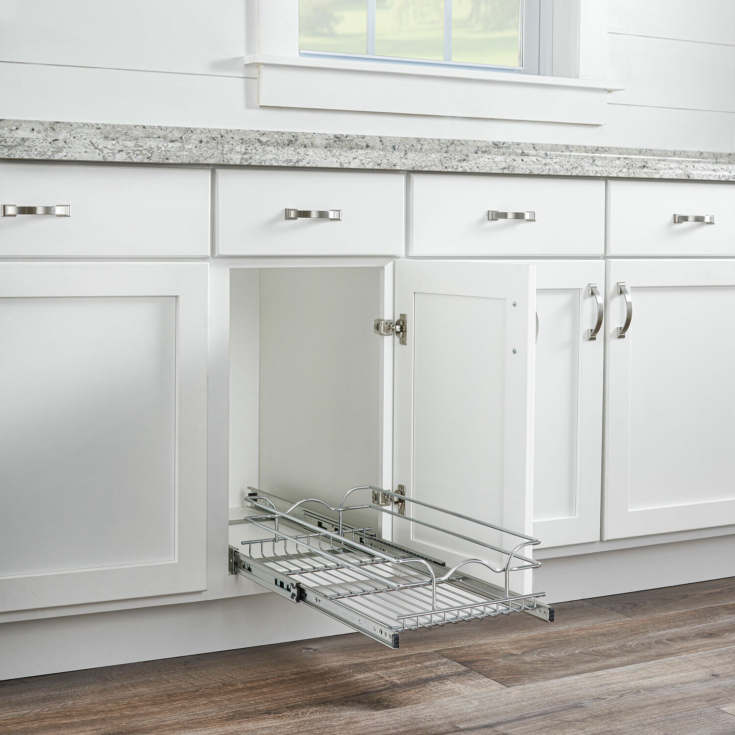 Pull-Out Between Cabinet Towel Bar Base Filler with Full-Extension,  Ball-Bearing Soft-Close Slides by Rev-A-Shelf