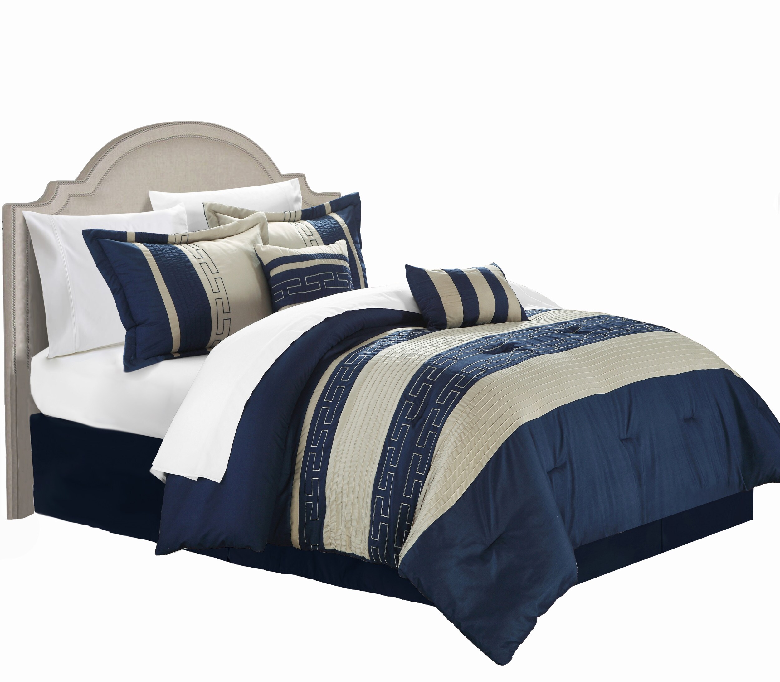 Chic Home Design Carlton 6 Piece Blue King Comforter Set In The Bedding