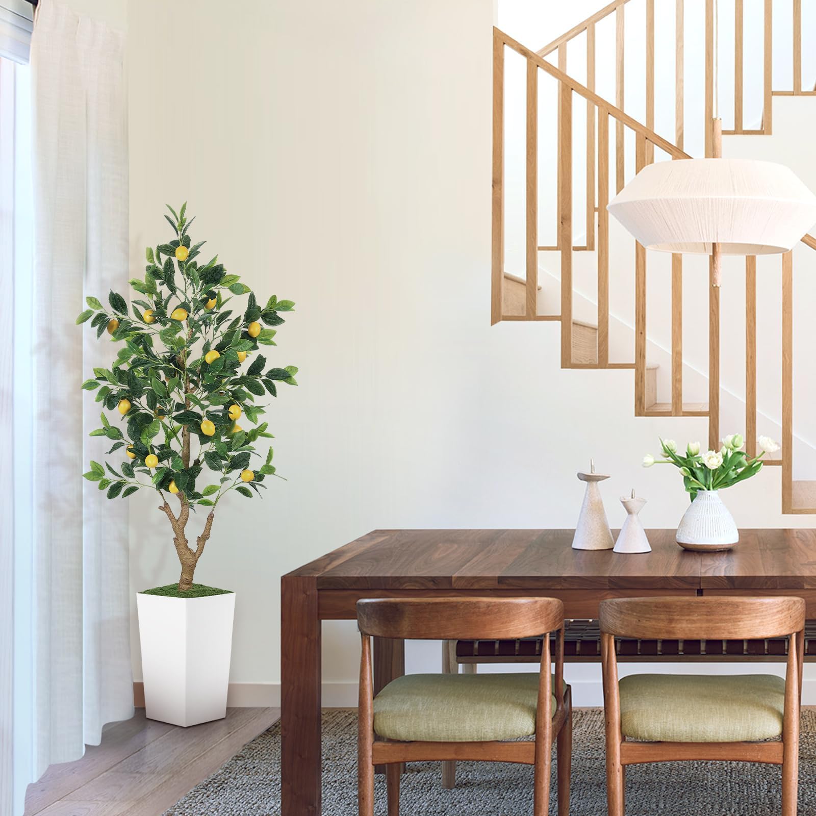 Misopily 5FT Artificial Lemon Tree 60 Inch Fake Lemon Tree with Tall ...
