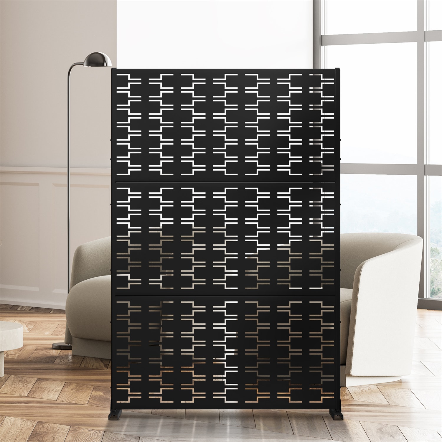 Dovelina LS-23113009 01 47-in W x 71-in H Black Steel Outdoor Privacy Screen