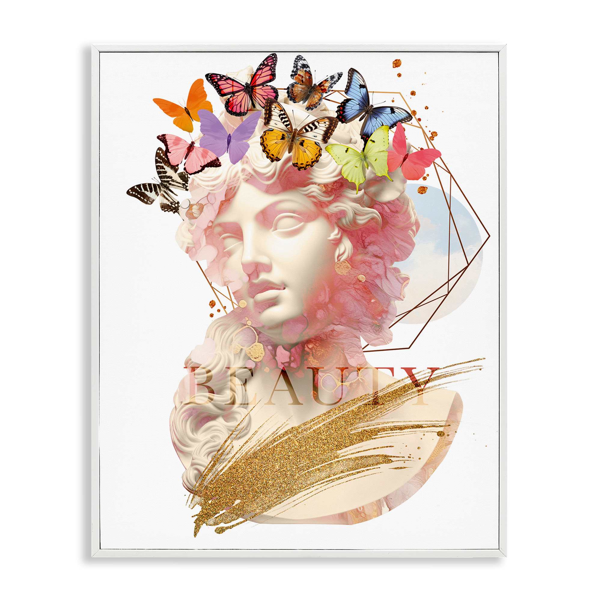 Stupell Industries BS-183-WFR-11X14 Beauty Statue Portrait White Framed Giclee Art By Susan Arnot 11 x 14