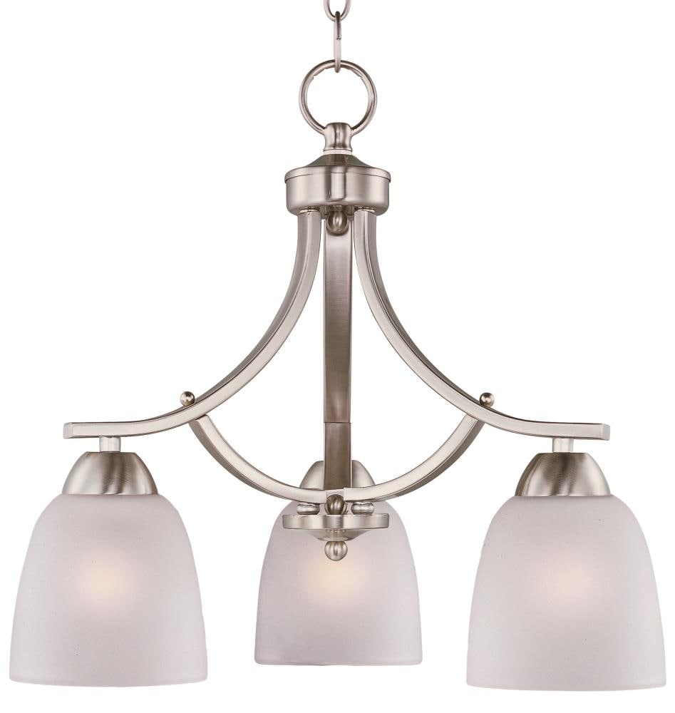 Satin Nickel 3-Light Chandelier with Frosted Glass Shades
