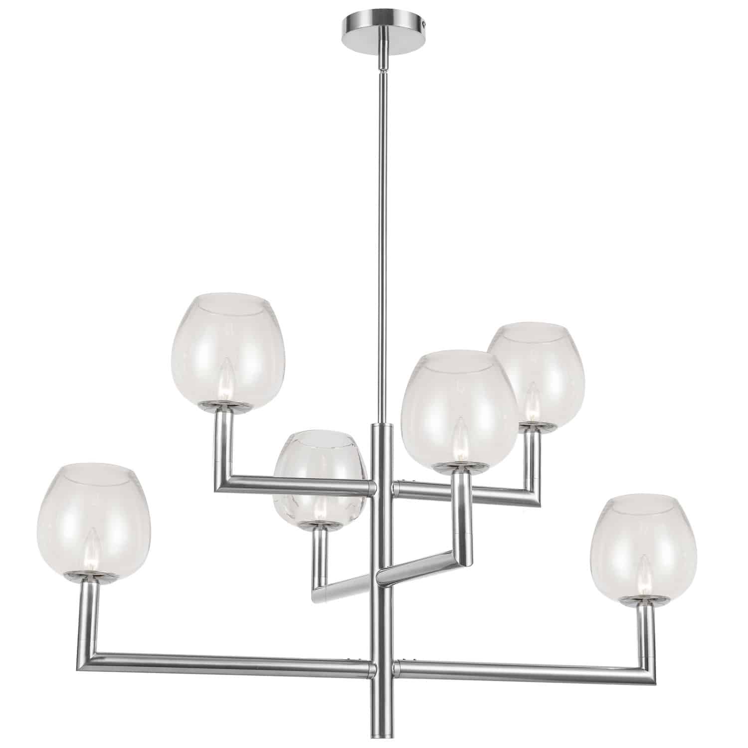 Nora 6-Light Polished Chrome Modern/Contemporary Damp Rated Chandelier | - Dainolite NOR-326C-PC-CLR