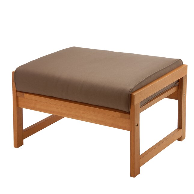 National Outdoor Living Natural Eucalyptus Grandis Wood Cushioned Ottoman -  Square Foot Stool - 28-in L x 21-in W x 16-in H - FSC Certified - Outdoor  Ottomans & Foot Stools in