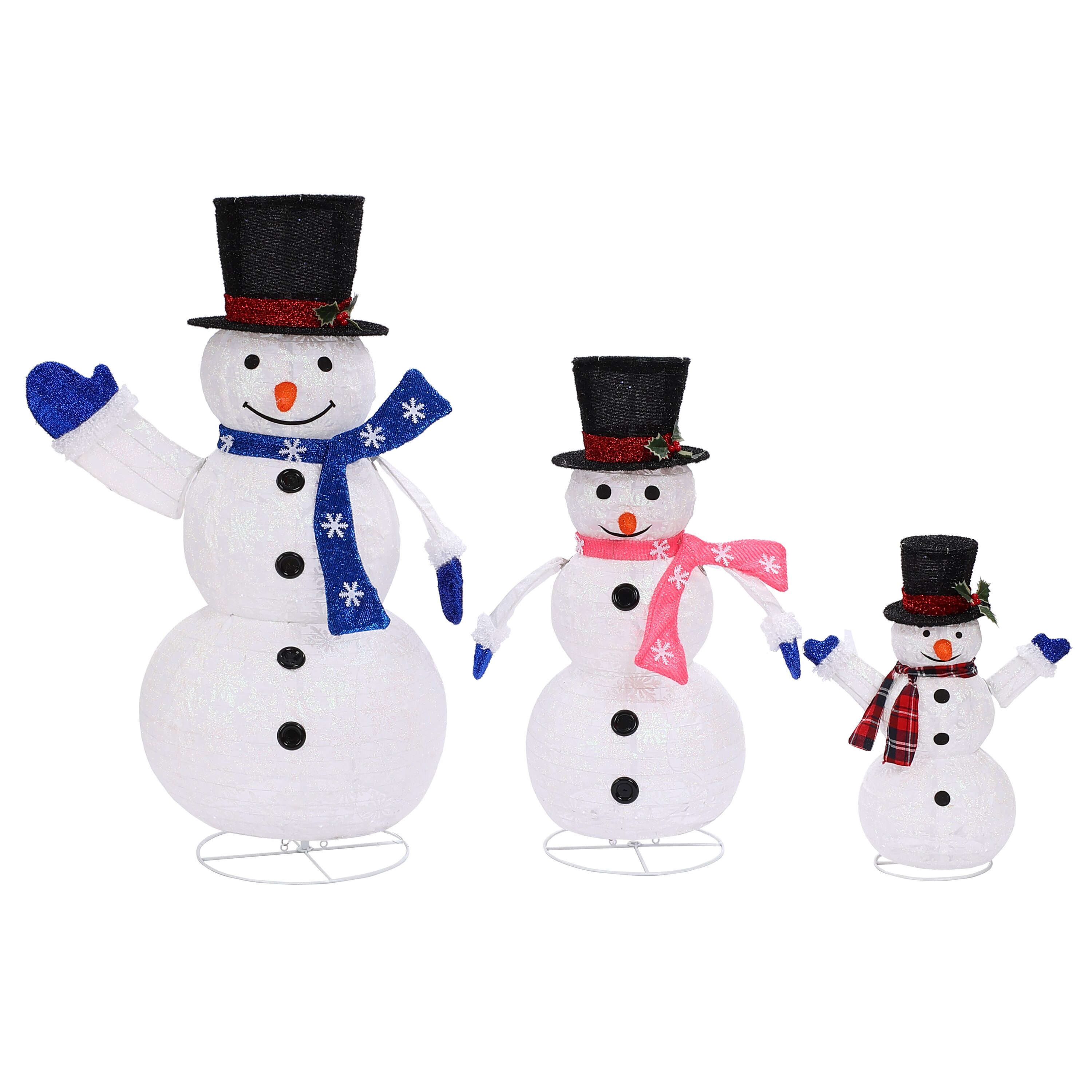 LuxenHome 49.2-in Snowman Yard Decoration with White LED Lights in 