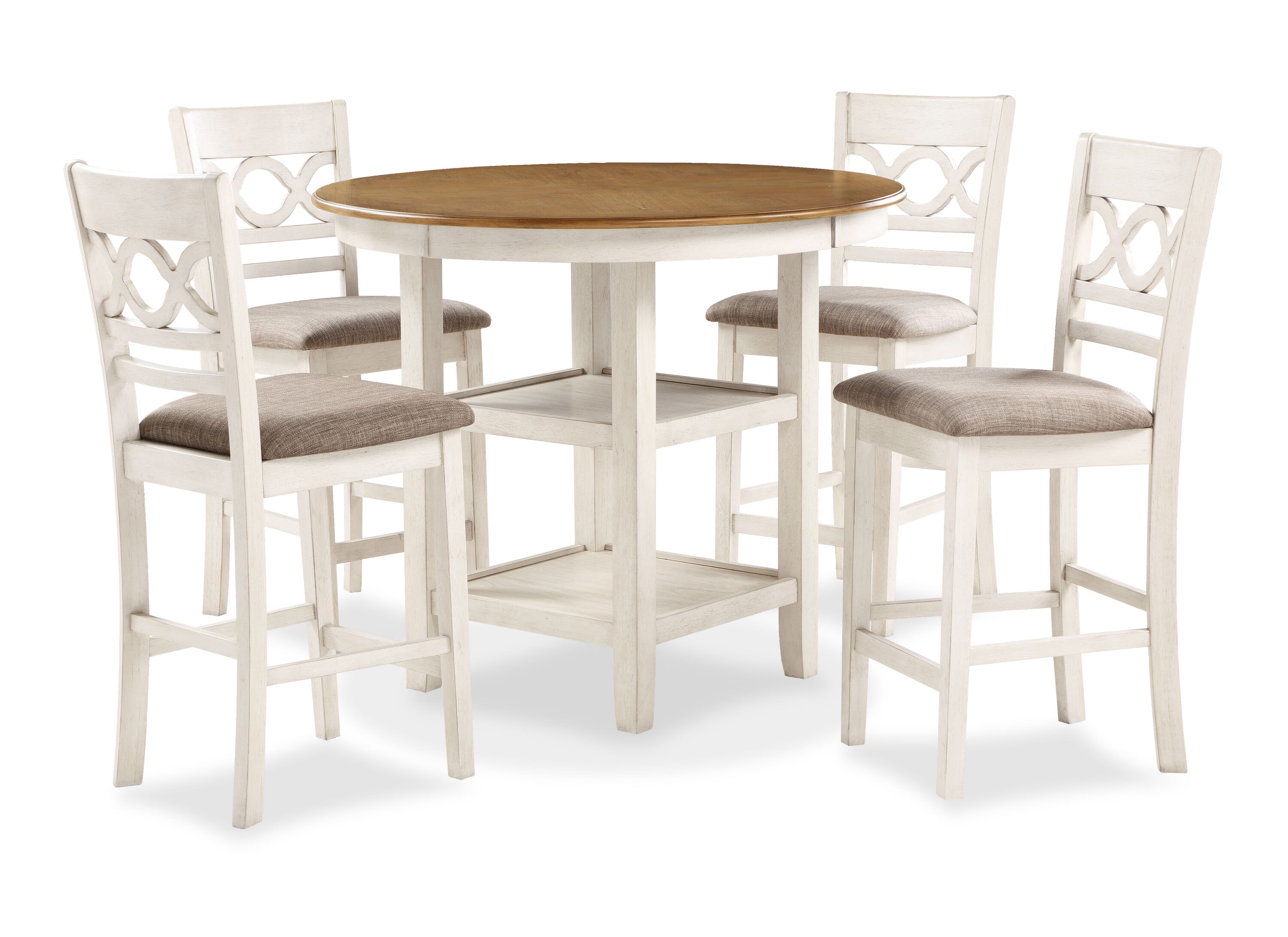 Cori 5-Piece Round Counter Dining Set in Bisque and Brown